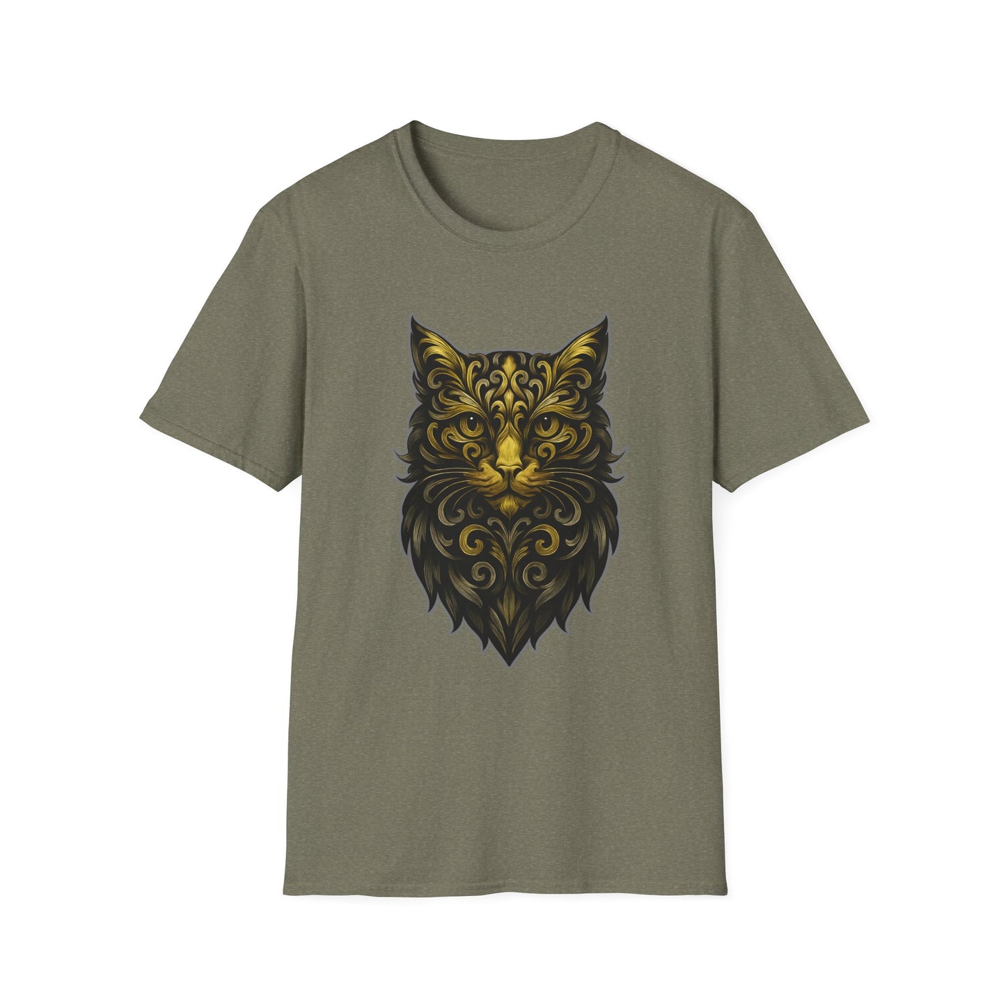 Elegant Cat Design Unisex Softstyle T-Shirt, Gift for Cat Lovers, Casual Wear, Unique Fashion, Animal Themed Apparel