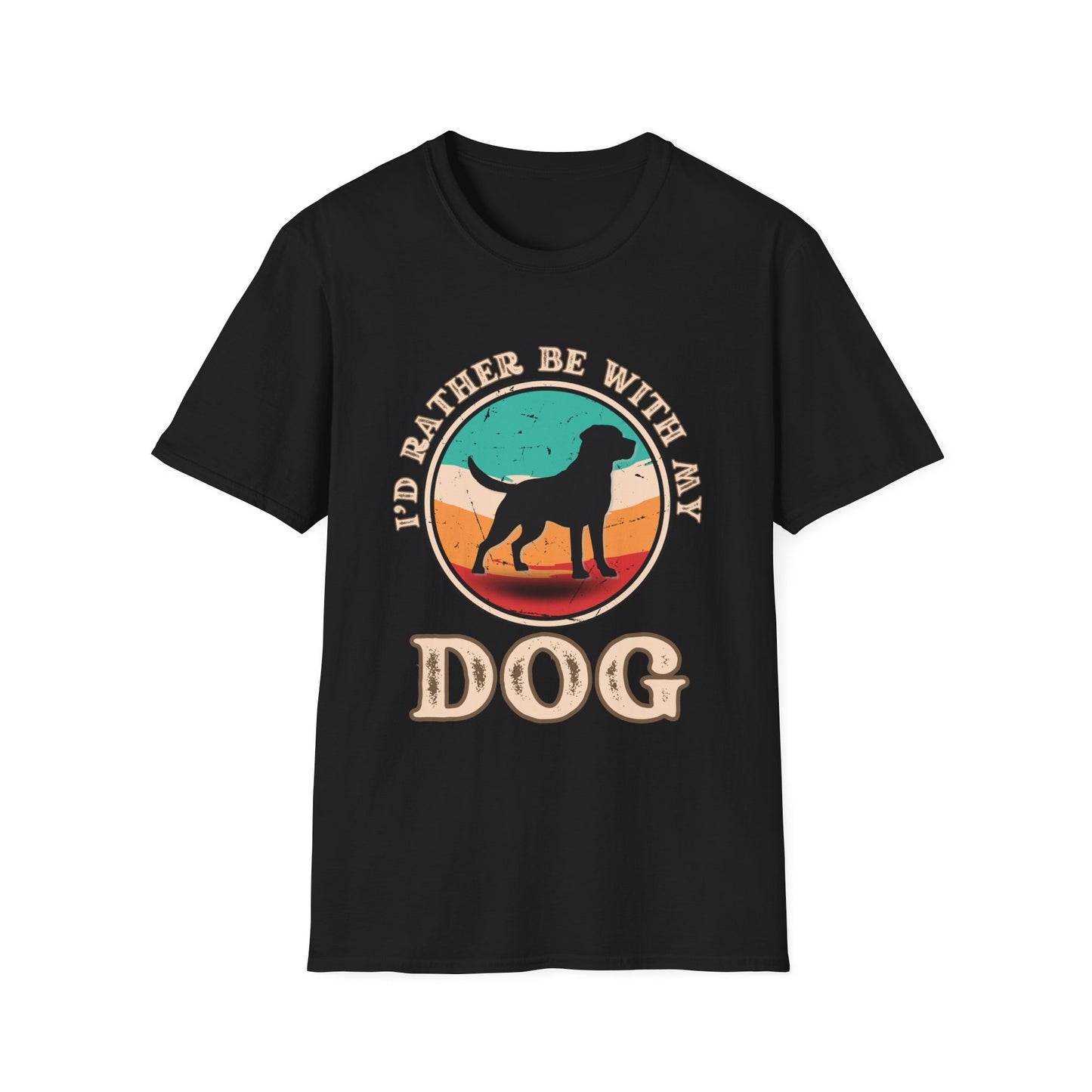 I'd Rather Be With My Dog Unisex Softstyle T-Shirt, Dog Lover Gift, Pet Adoption Tee, Casual Wear, Birthday Present, Animal Lover Apparel