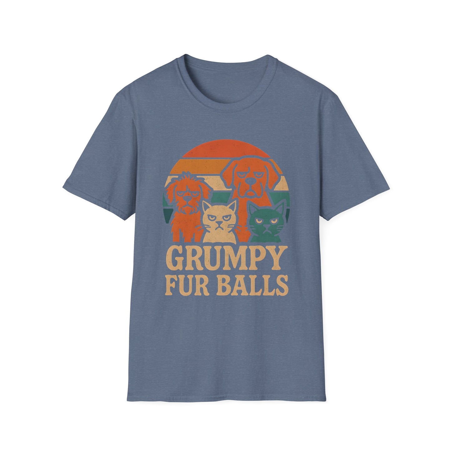 Grumpy Fur Balls Funny Cat and Dog T-Shirt for Pet Lovers.Funny Animal Shirt, Gifts for Dog Owners, Cat Lover Apparel, Cute Pet Humor