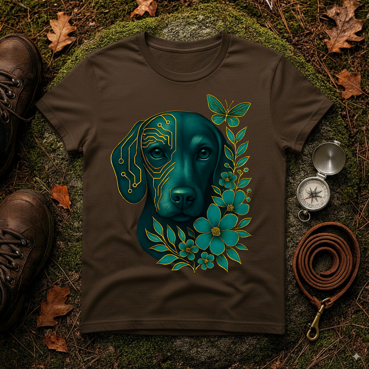 Artistic Dog Lover T-Shirt, Gift for Pet Owners, Nature-Inspired Tee, Birthday Gift, Casual Wear, Unisex Softstyle Tee