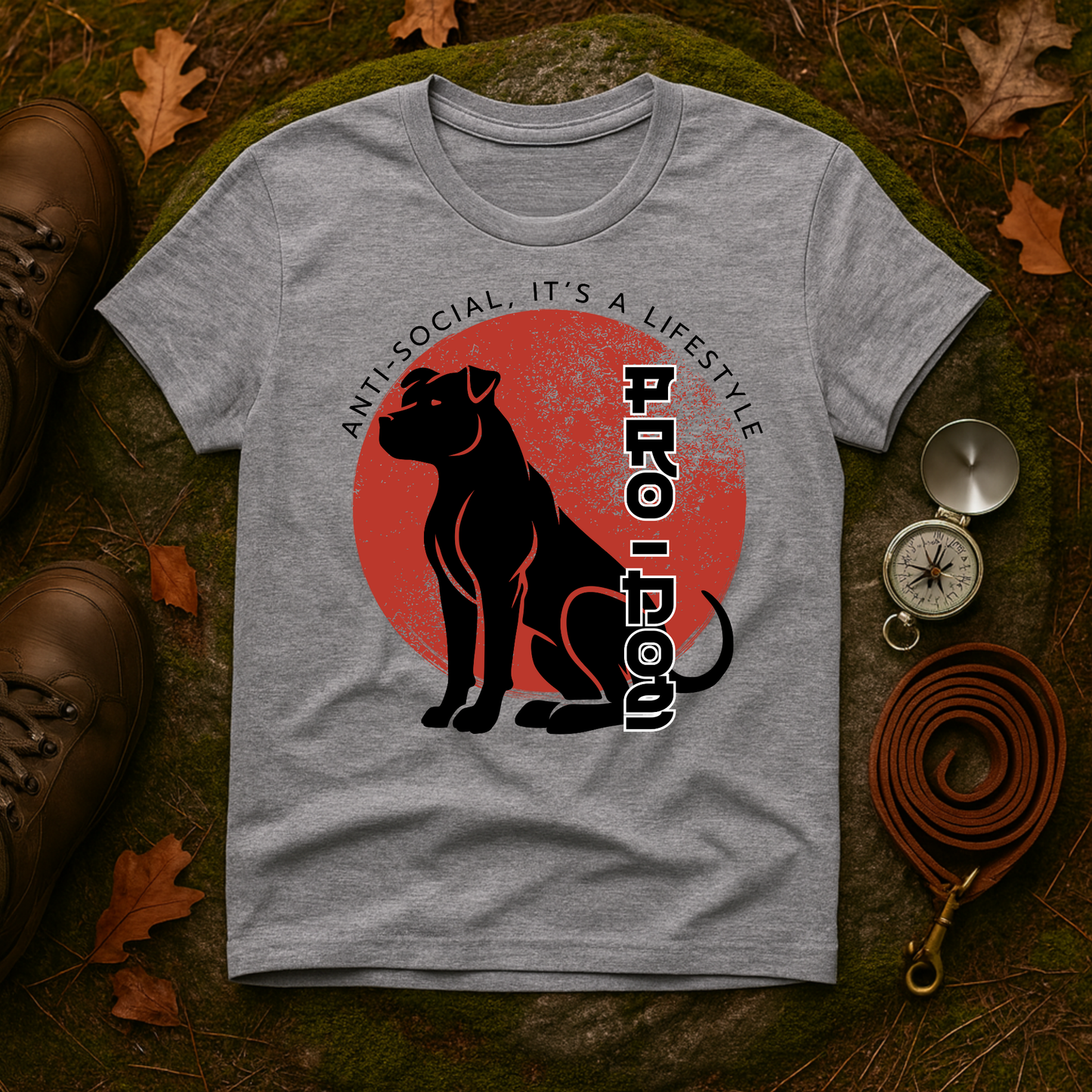 Anti-Social Pro-Dog Lifestyle Tee – Bold Pit Bull Silhouette