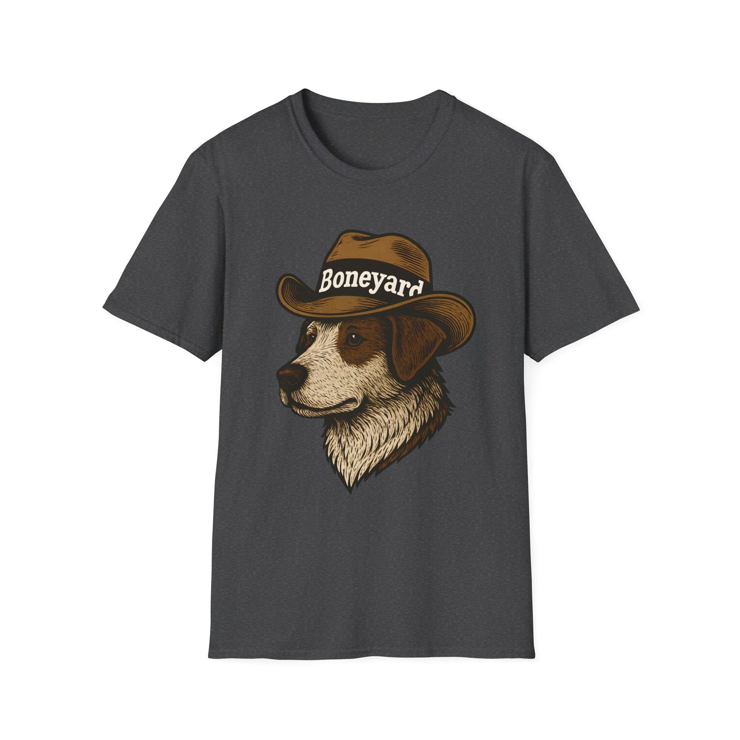 Cowboy Dog T-Shirt – Boneyard Western Pet Lover Tee, Unisex Soft style T-Shirt, Animal Lover Gift, Casual Wear, Pet Owner Apparel, Birthday Present