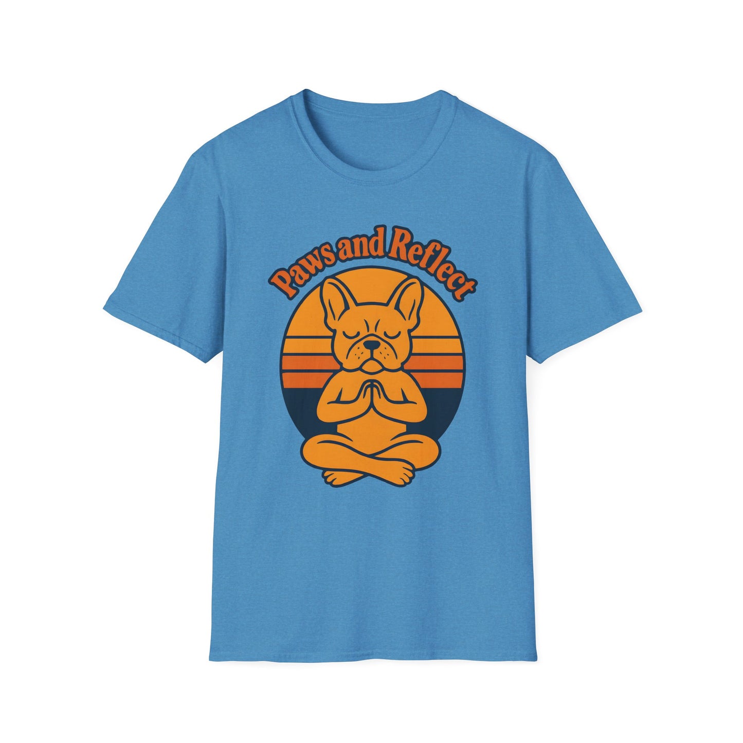 Meditative French Bulldog T-Shirt, Paws and Reflect Tee, Unisex Softstyle, Dog Lover Gift, Relaxation Shirt