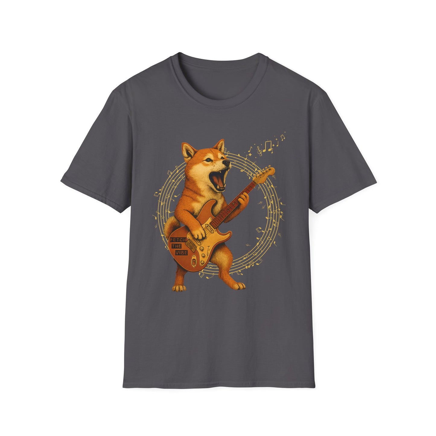 Rocking Shiba Inu Dog Guitar T-Shirt – Funny Dog Rock Band Tee Cute Guitar Dog Tee, Music Lover Gift, Pet Lover Apparel, Fun Casual Wear, Birthday Gift