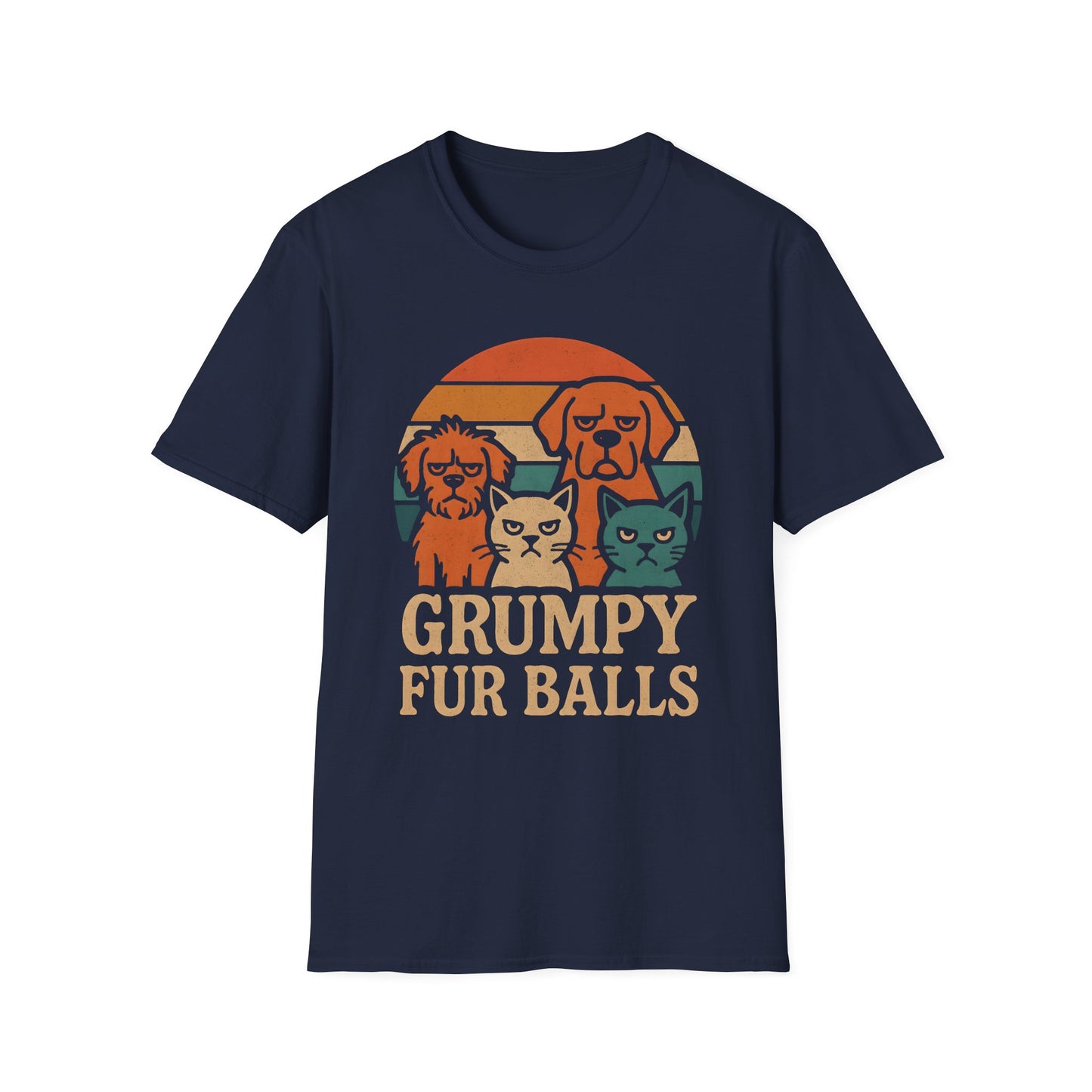 Grumpy Fur Balls Funny Cat and Dog T-Shirt for Pet Lovers.Funny Animal Shirt, Gifts for Dog Owners, Cat Lover Apparel, Cute Pet Humor