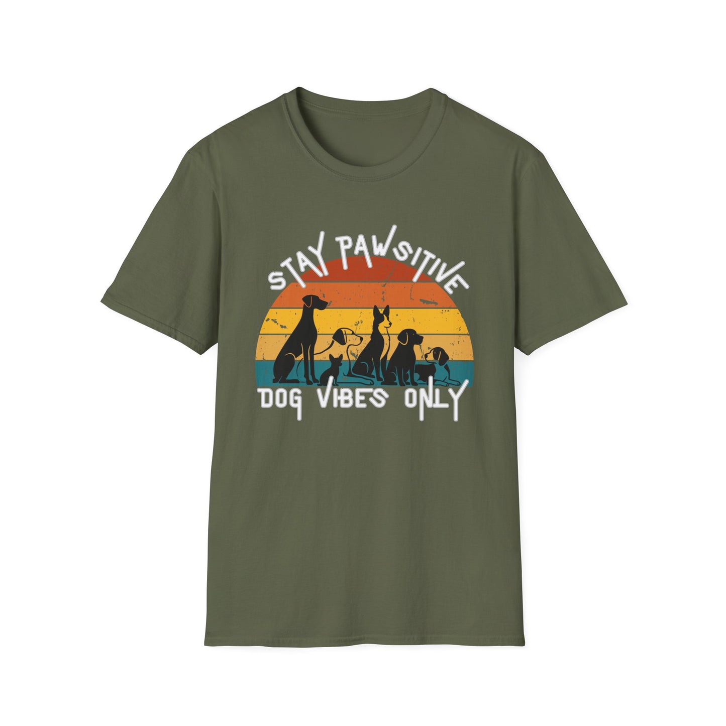 Stay Pawsitive Dog Vibes Tee – Retro Dog Shirt