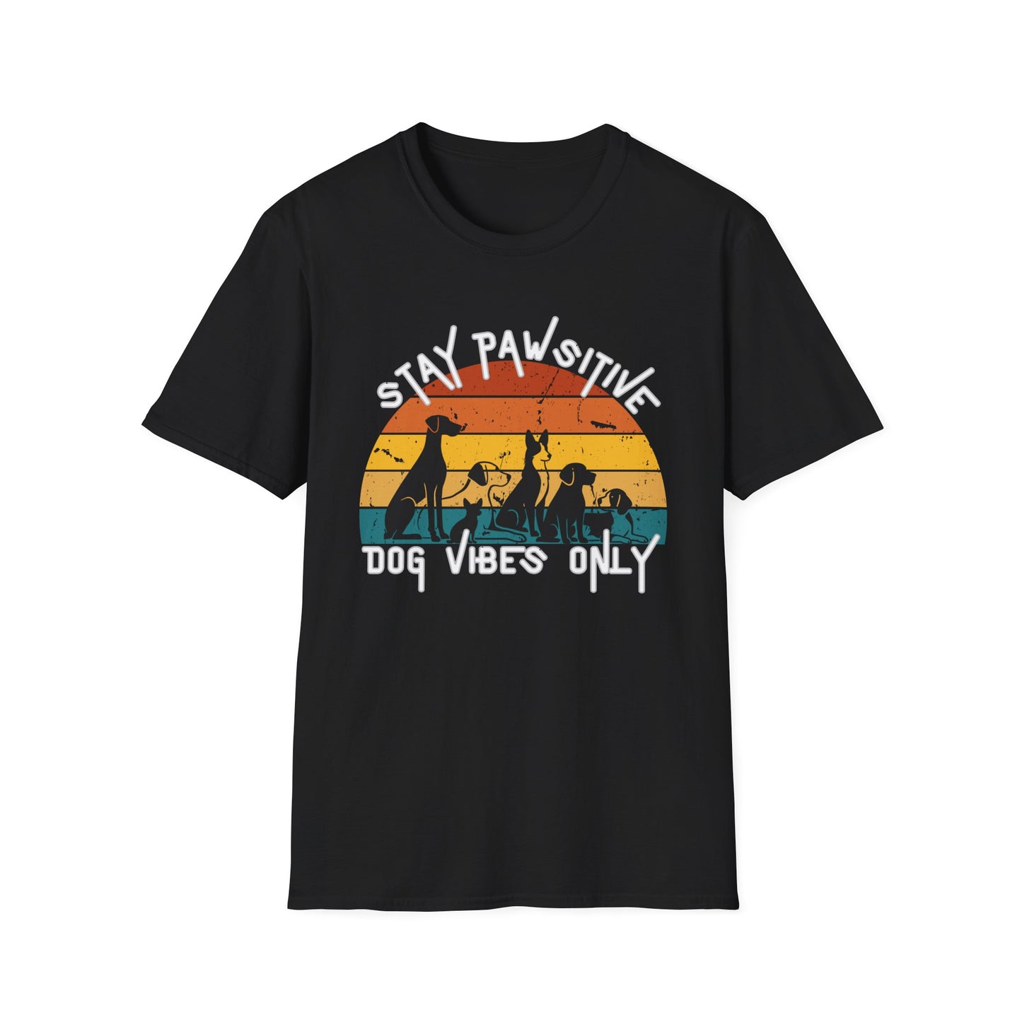 Stay Pawsitive Dog Vibes Tee – Retro Dog Shirt