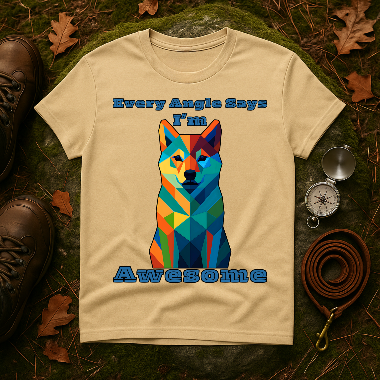 Colorful Dog Art T-Shirt - Every Angle Says I'm Awesome, Pet Lover Gift, Unisex Tee, Casual Wear, Dog Enthusiast Apparel