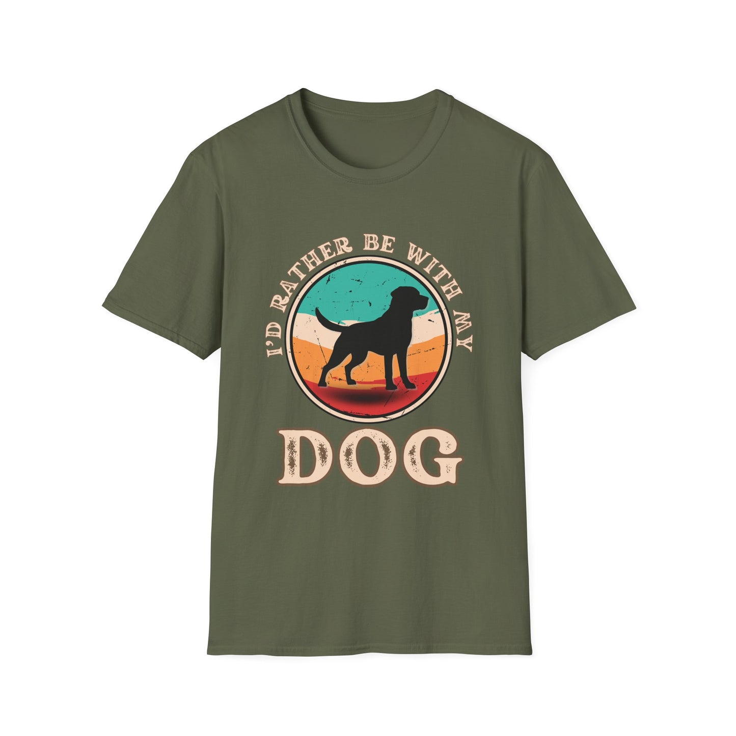 I'd Rather Be With My Dog Unisex Softstyle T-Shirt, Dog Lover Gift, Pet Adoption Tee, Casual Wear, Birthday Present, Animal Lover Apparel