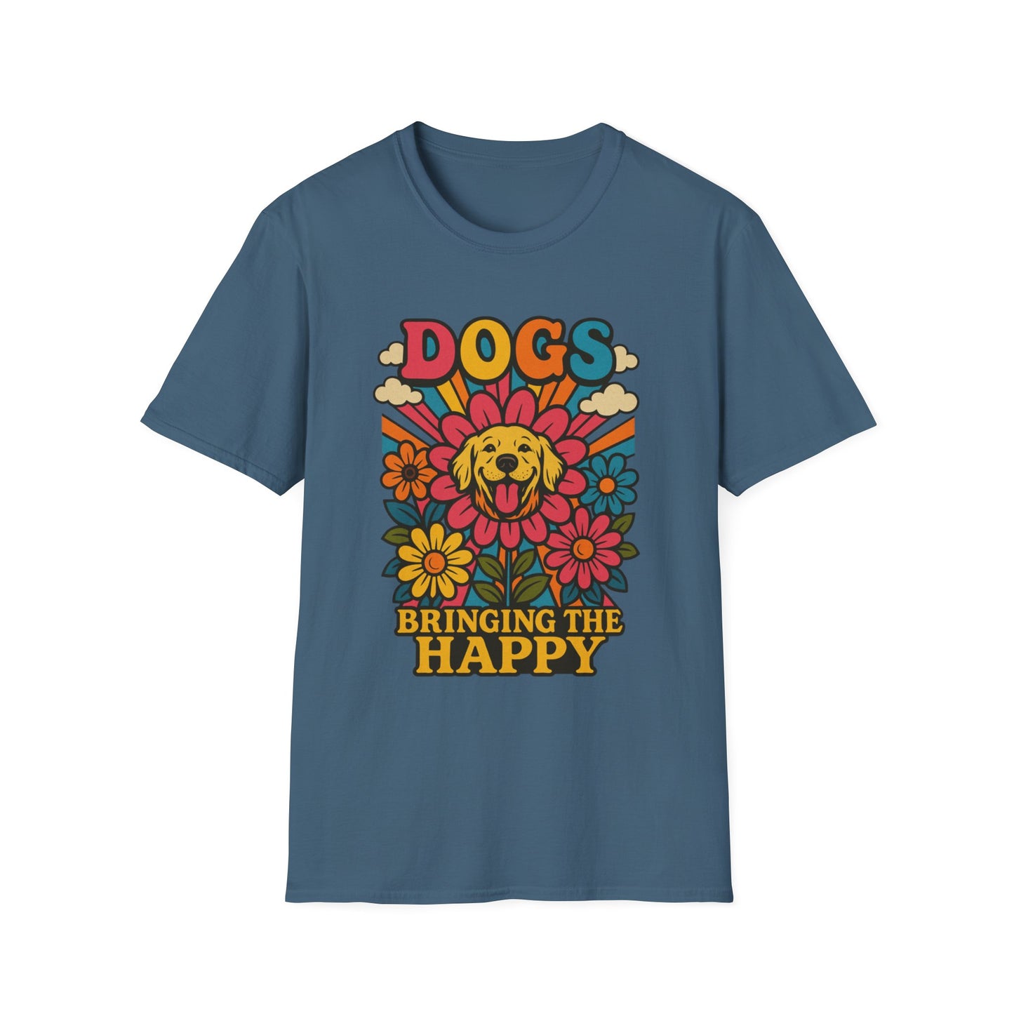 Dog Lovers Retro T-Shirt, Happy Dog Tee, Unisex Graphic Shirt, Gift for Dog Owners, Summer Casual Wear