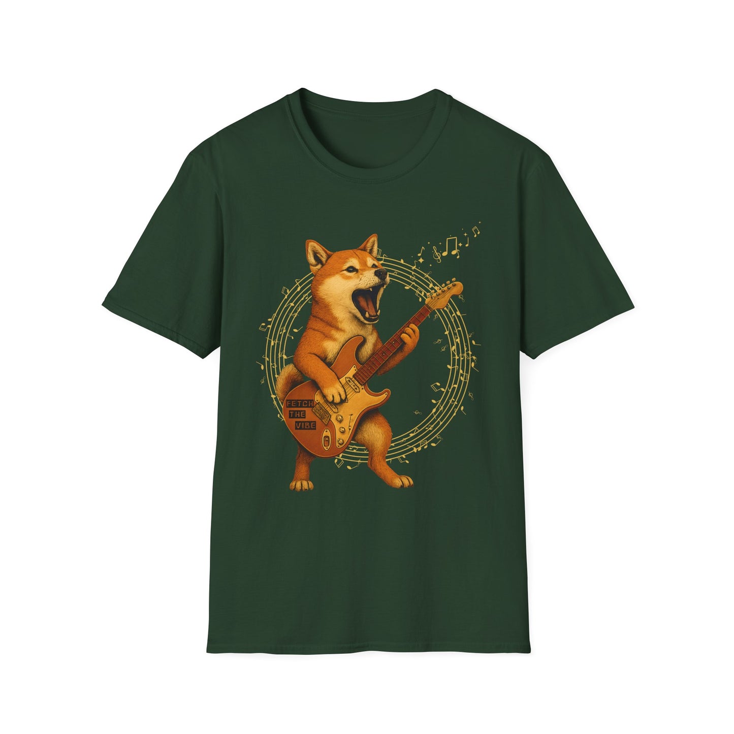 Rocking Shiba Inu Dog Guitar T-Shirt – Funny Dog Rock Band Tee Cute Guitar Dog Tee, Music Lover Gift, Pet Lover Apparel, Fun Casual Wear, Birthday Gift