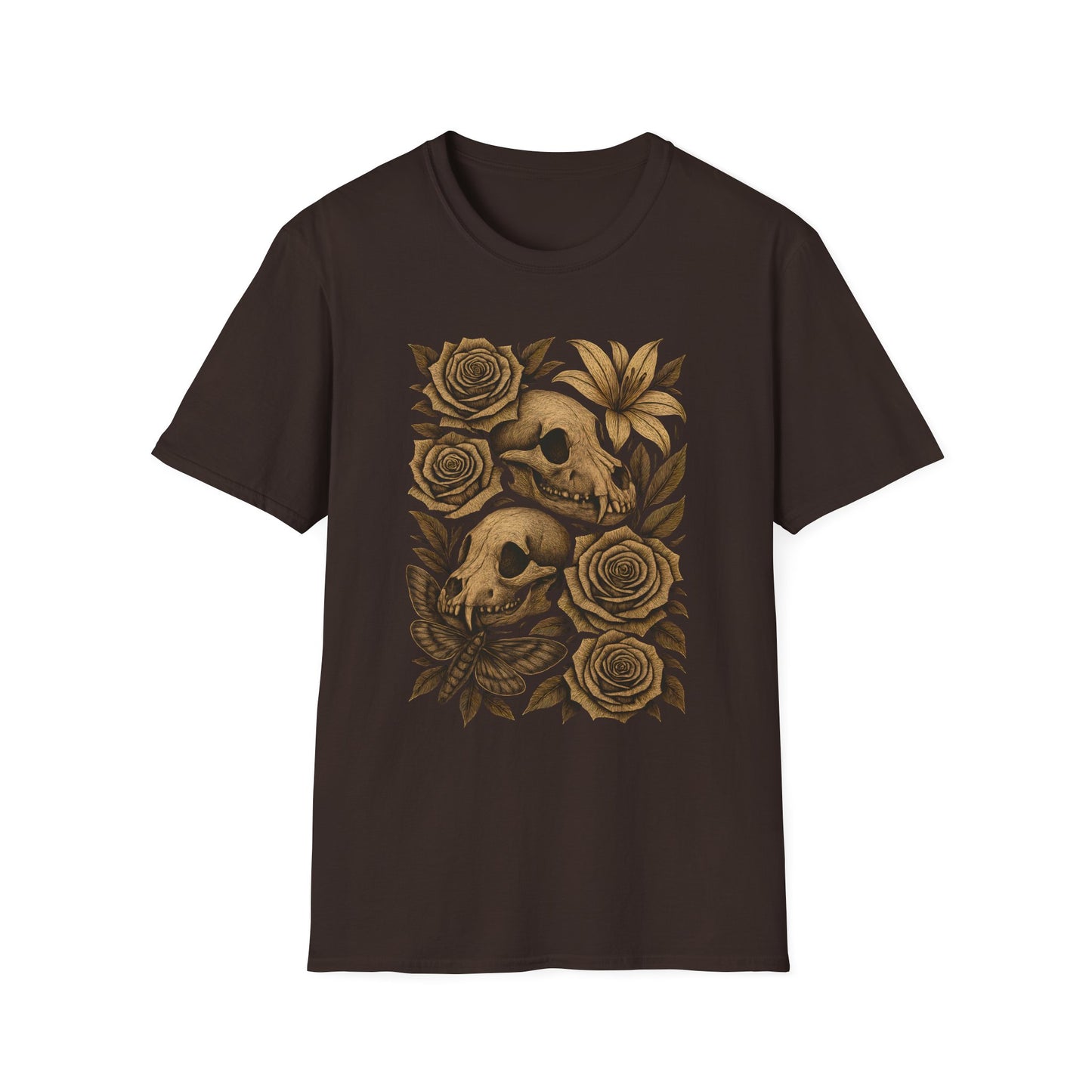 Gothic Floral Skull Tee — Animal Skull & Roses