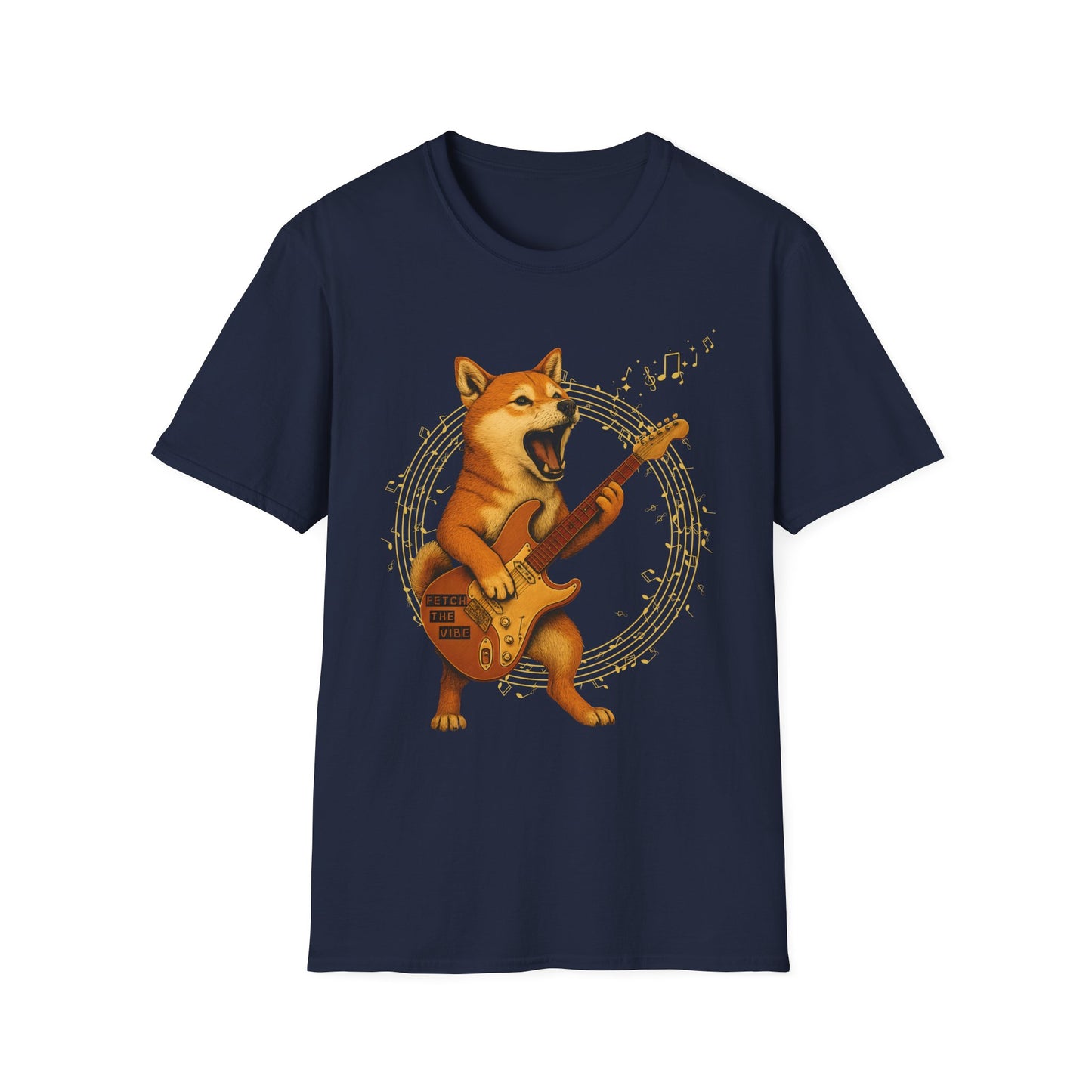 Rocking Shiba Inu Dog Guitar T-Shirt – Funny Dog Rock Band Tee Cute Guitar Dog Tee, Music Lover Gift, Pet Lover Apparel, Fun Casual Wear, Birthday Gift