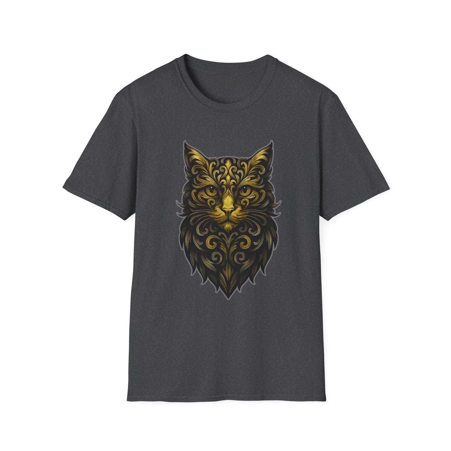 Elegant Cat Design Unisex Softstyle T-Shirt, Gift for Cat Lovers, Casual Wear, Unique Fashion, Animal Themed Apparel