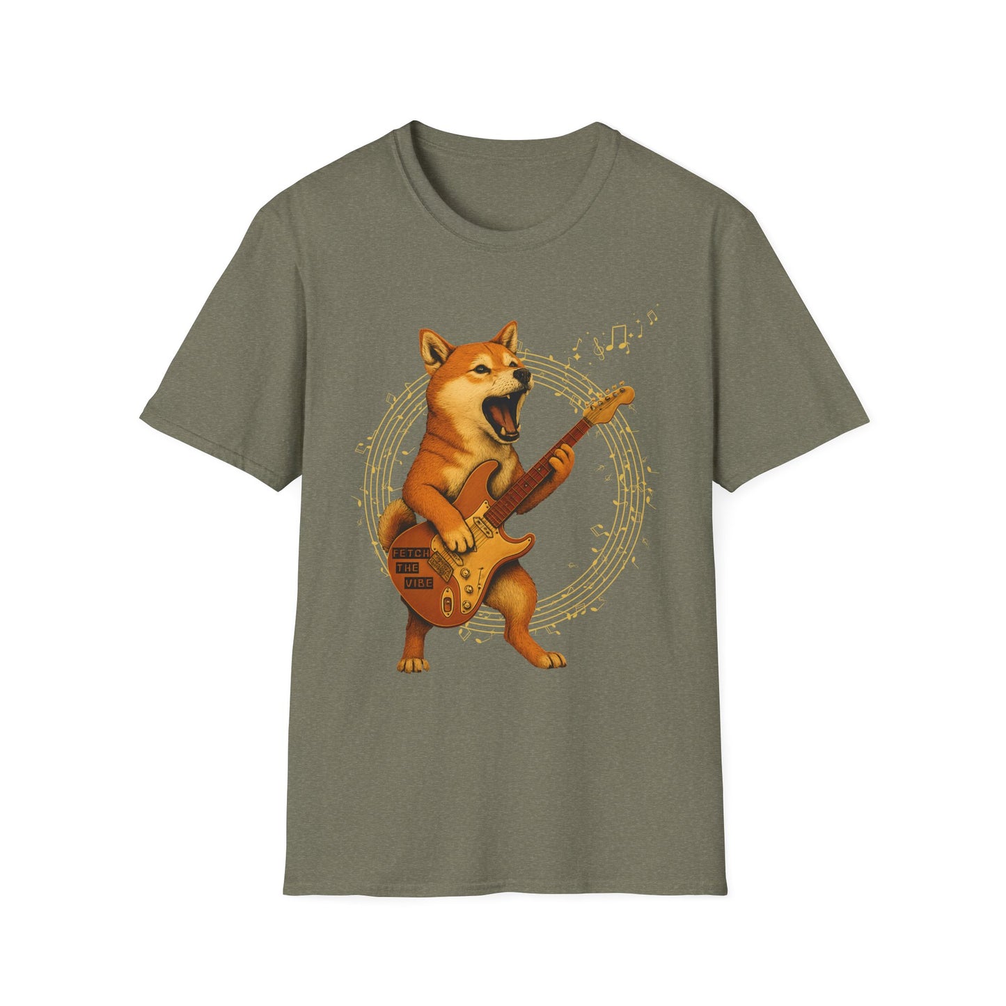 Rocking Shiba Inu Dog Guitar T-Shirt – Funny Dog Rock Band Tee Cute Guitar Dog Tee, Music Lover Gift, Pet Lover Apparel, Fun Casual Wear, Birthday Gift