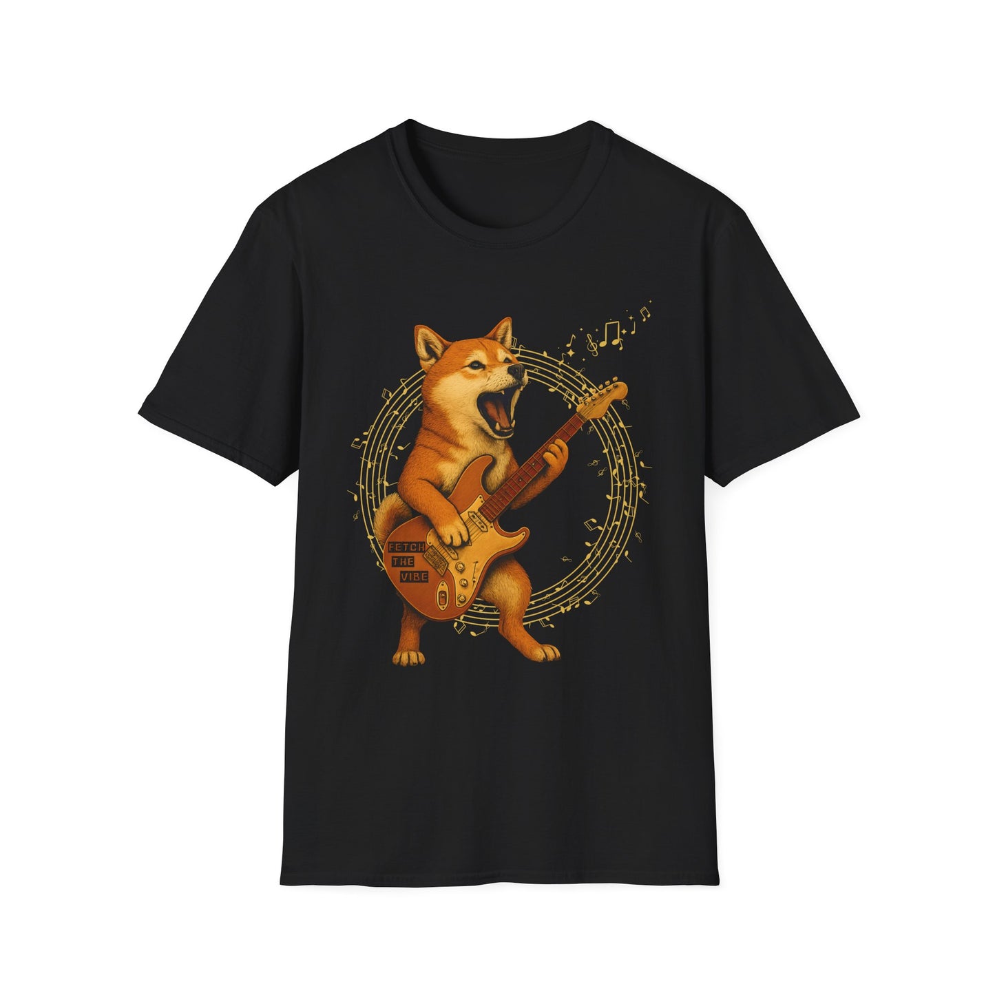 Rocking Shiba Inu Dog Guitar T-Shirt – Funny Dog Rock Band Tee Cute Guitar Dog Tee, Music Lover Gift, Pet Lover Apparel, Fun Casual Wear, Birthday Gift