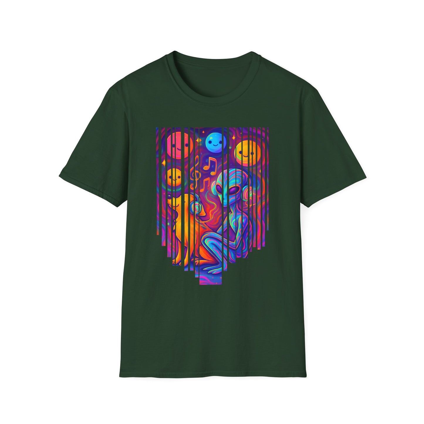 Psychedelic Alien & Dog Music T-Shirt Trippy Space ArtSummer Outfit, Festival Shirt
