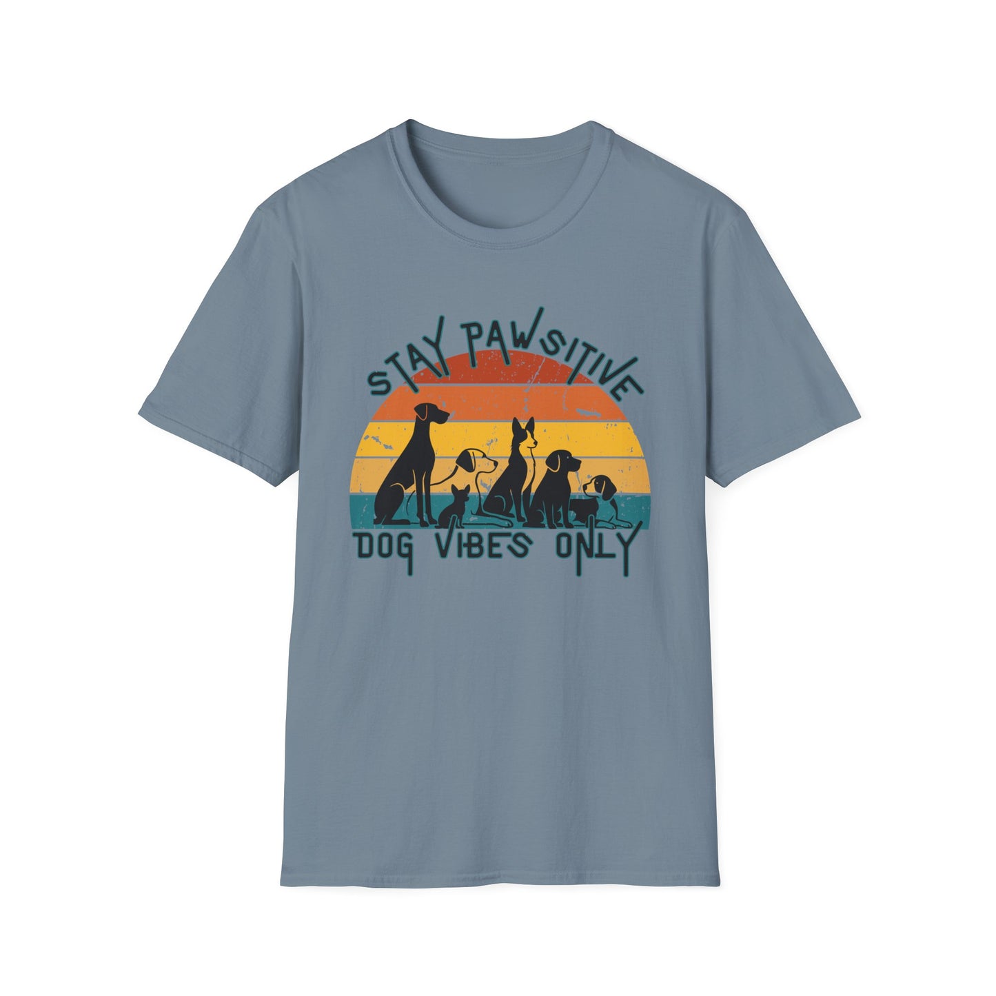 Stay Pawsitive Dog Vibes Tee – Retro Dog Shirt