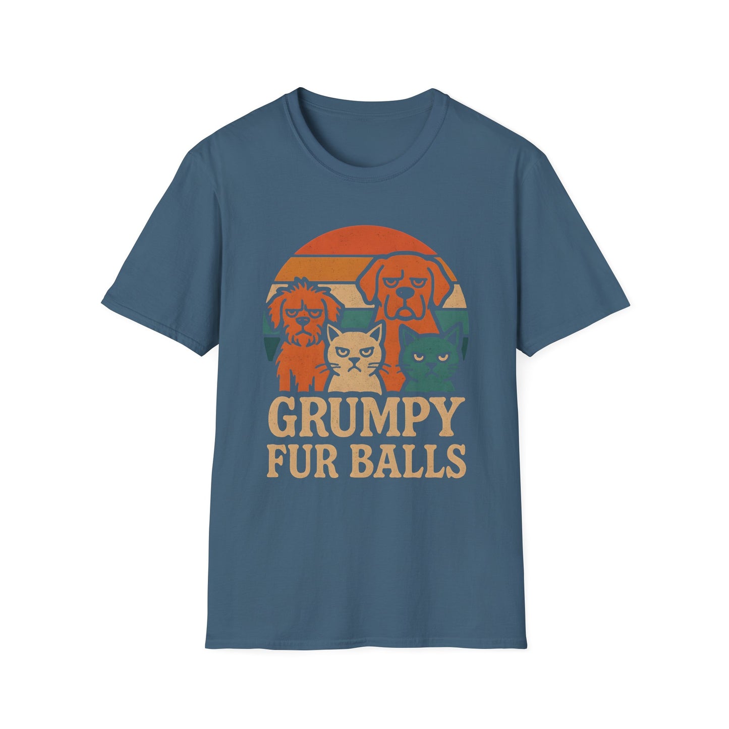 Grumpy Fur Balls Funny Cat and Dog T-Shirt for Pet Lovers.Funny Animal Shirt, Gifts for Dog Owners, Cat Lover Apparel, Cute Pet Humor