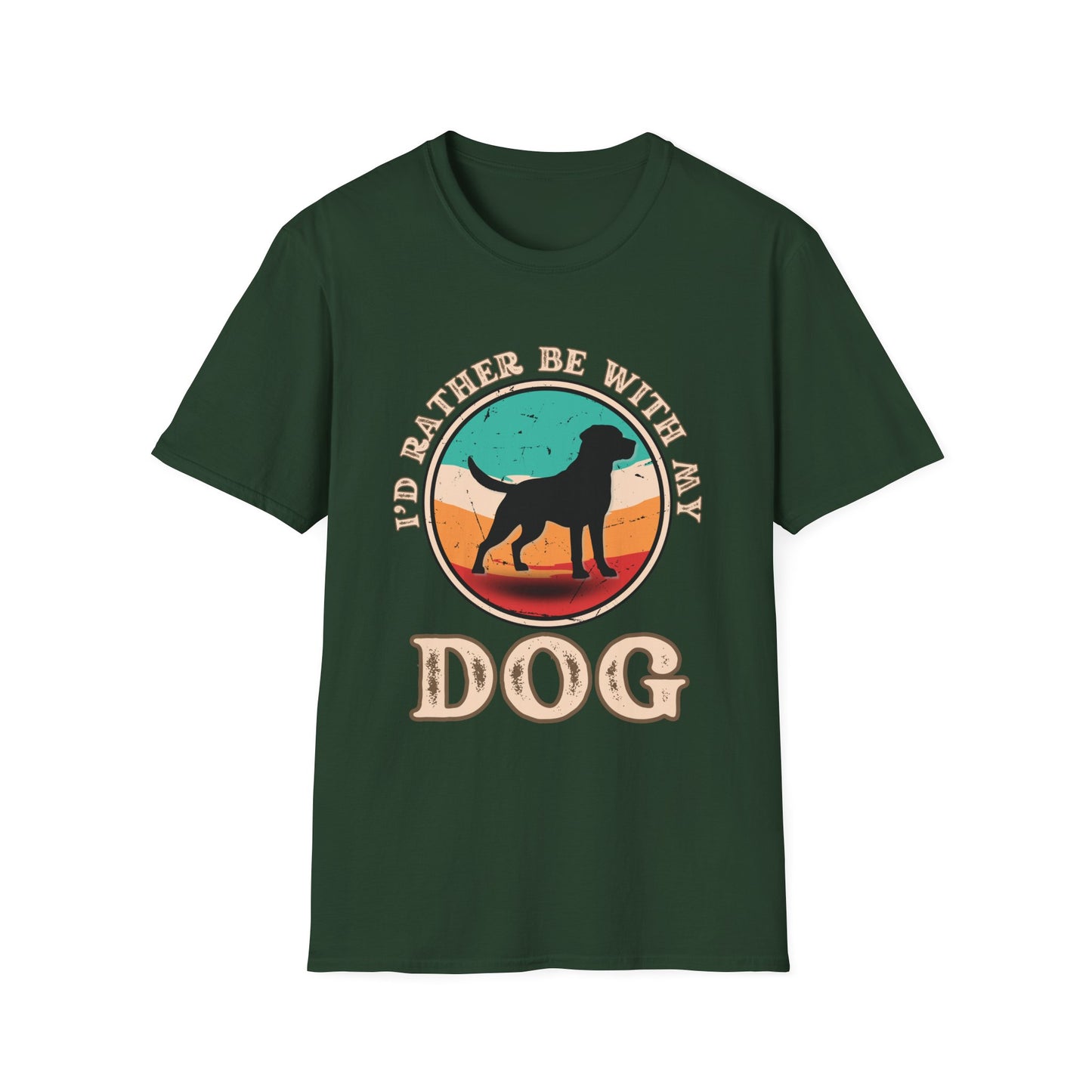 I'd Rather Be With My Dog Unisex Softstyle T-Shirt, Dog Lover Gift, Pet Adoption Tee, Casual Wear, Birthday Present, Animal Lover Apparel