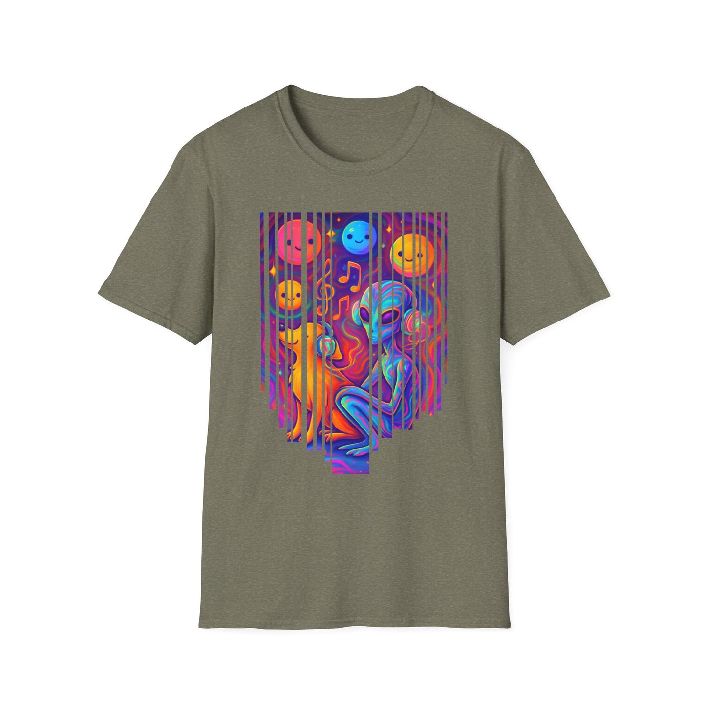 Psychedelic Alien & Dog Music T-Shirt Trippy Space ArtSummer Outfit, Festival Shirt