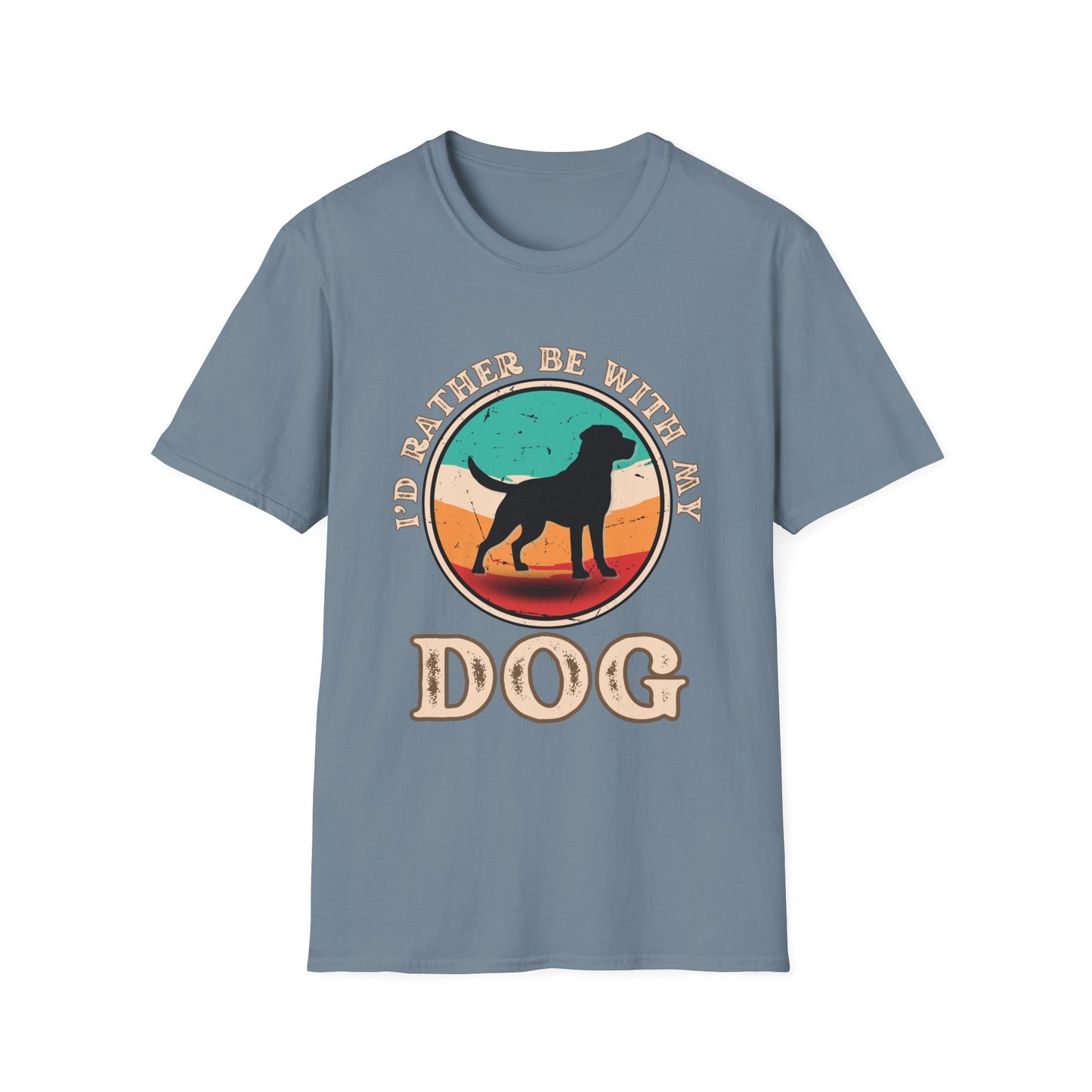 I'd Rather Be With My Dog Unisex Softstyle T-Shirt, Dog Lover Gift, Pet Adoption Tee, Casual Wear, Birthday Present, Animal Lover Apparel