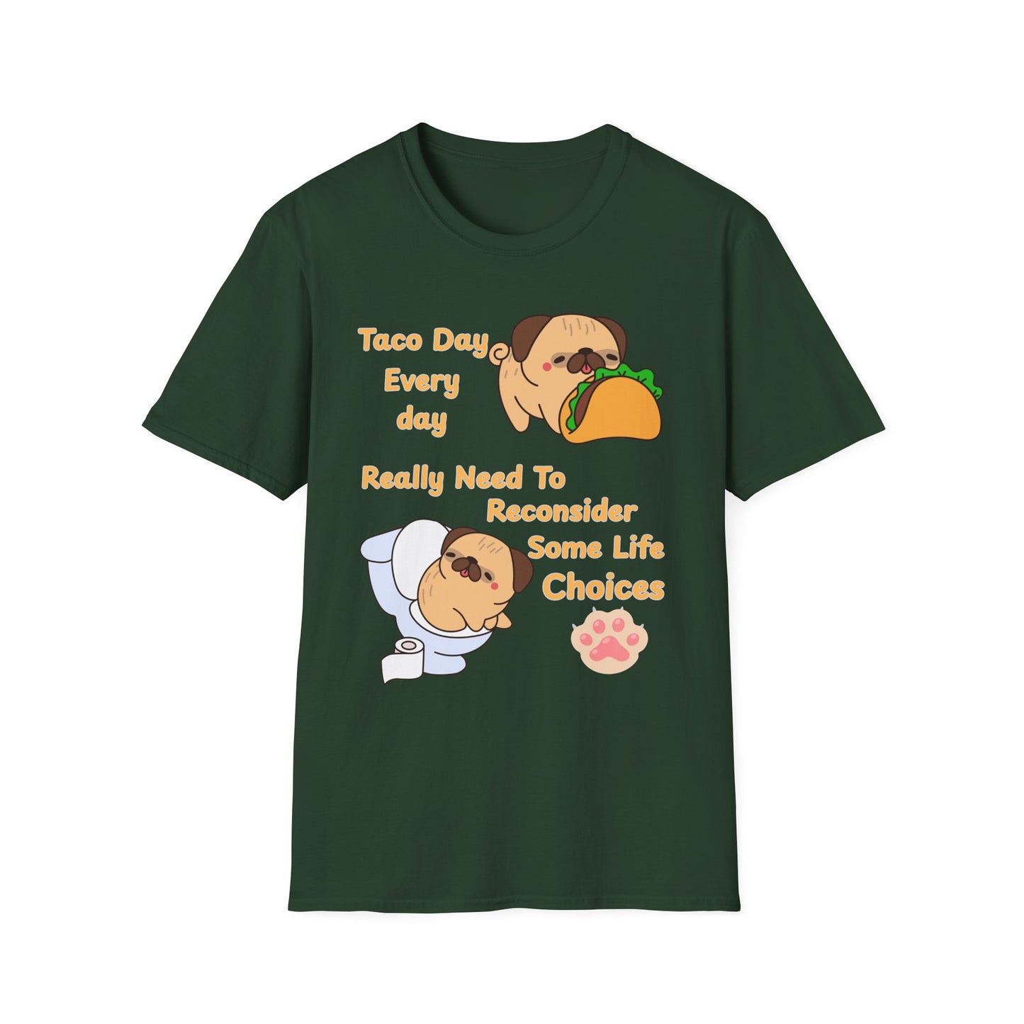 Taco-Themed T-Shirt, Perfect for Taco Lovers, Funny Gift for Foodies, Casual Wear, Pug Lover Shirt