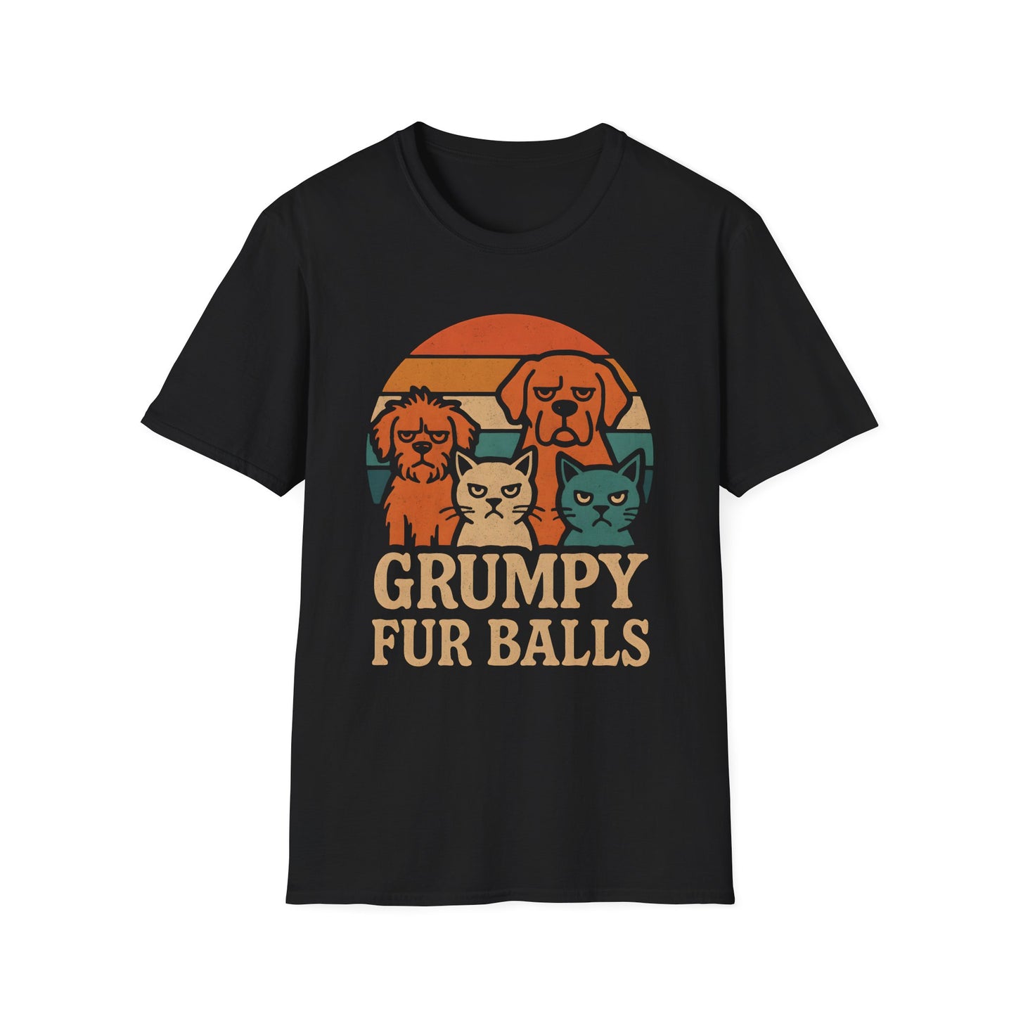 Grumpy Fur Balls Funny Cat and Dog T-Shirt for Pet Lovers.Funny Animal Shirt, Gifts for Dog Owners, Cat Lover Apparel, Cute Pet Humor