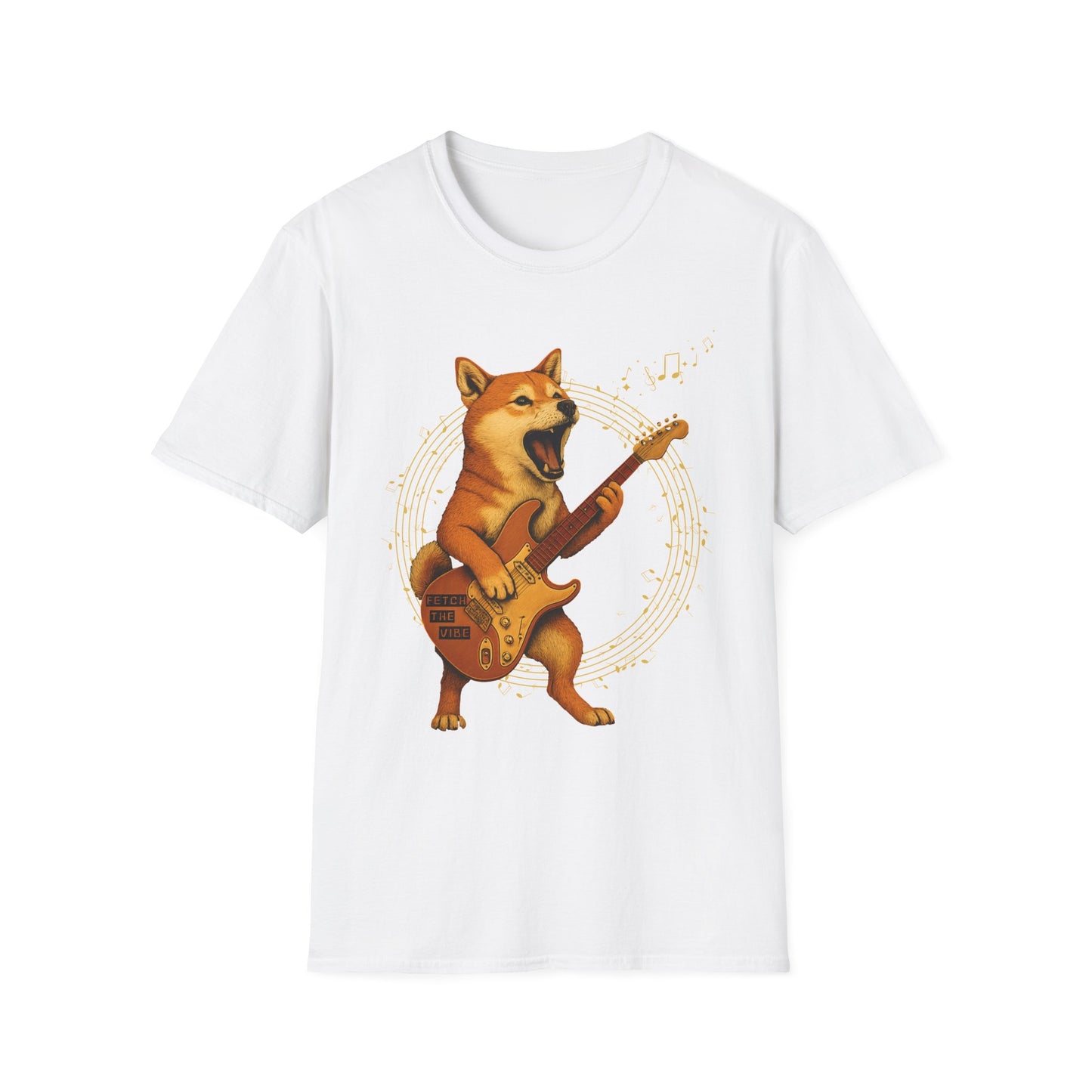 Rocking Shiba Inu Dog Guitar T-Shirt – Funny Dog Rock Band Tee Cute Guitar Dog Tee, Music Lover Gift, Pet Lover Apparel, Fun Casual Wear, Birthday Gift