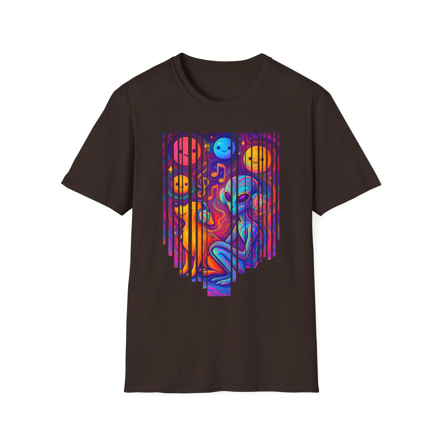 Psychedelic Alien & Dog Music T-Shirt Trippy Space ArtSummer Outfit, Festival Shirt