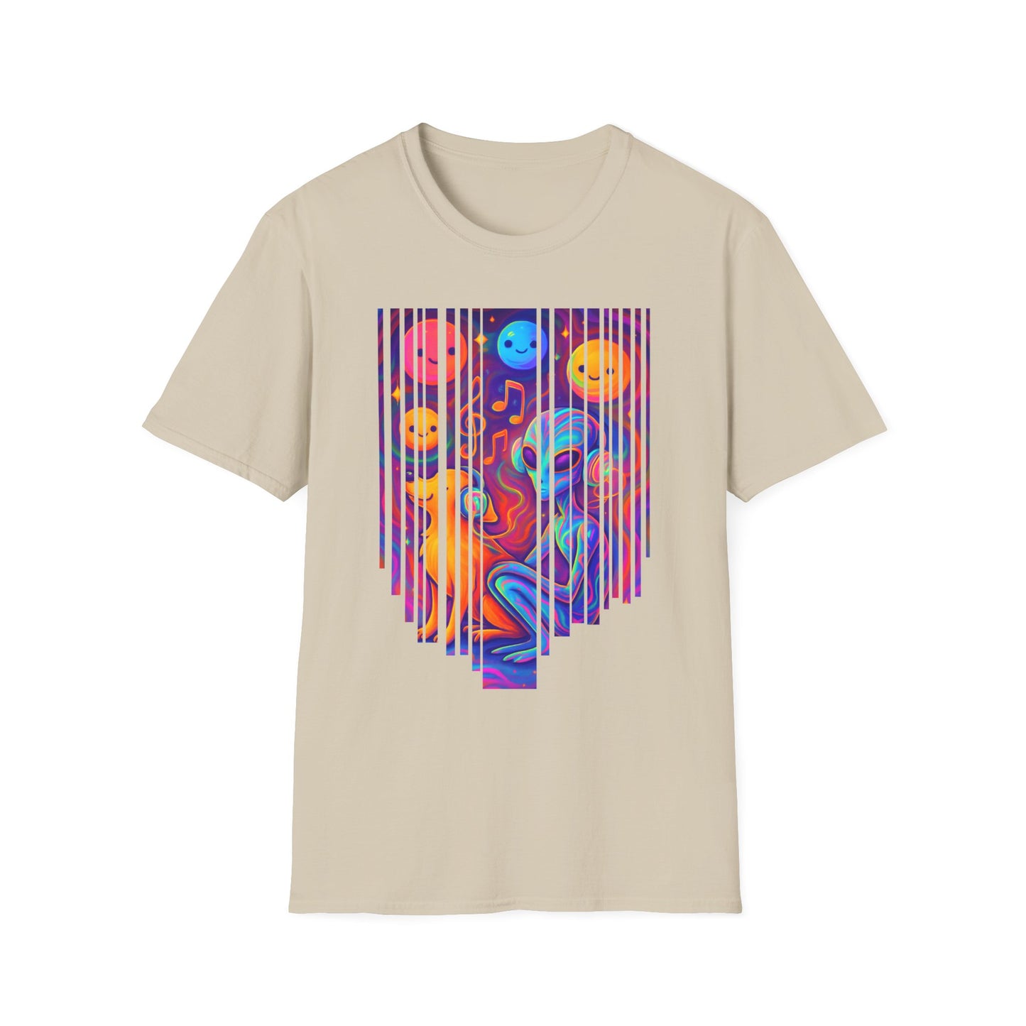 Psychedelic Alien & Dog Music T-Shirt Trippy Space ArtSummer Outfit, Festival Shirt
