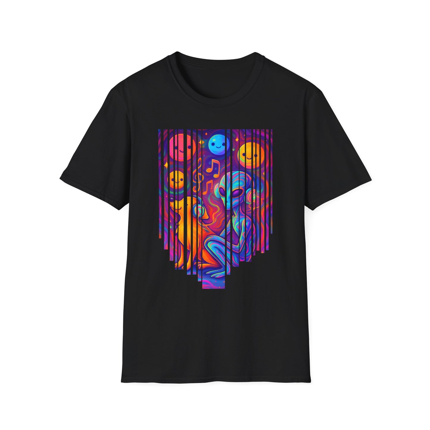 Psychedelic Alien & Dog Music T-Shirt Trippy Space ArtSummer Outfit, Festival Shirt