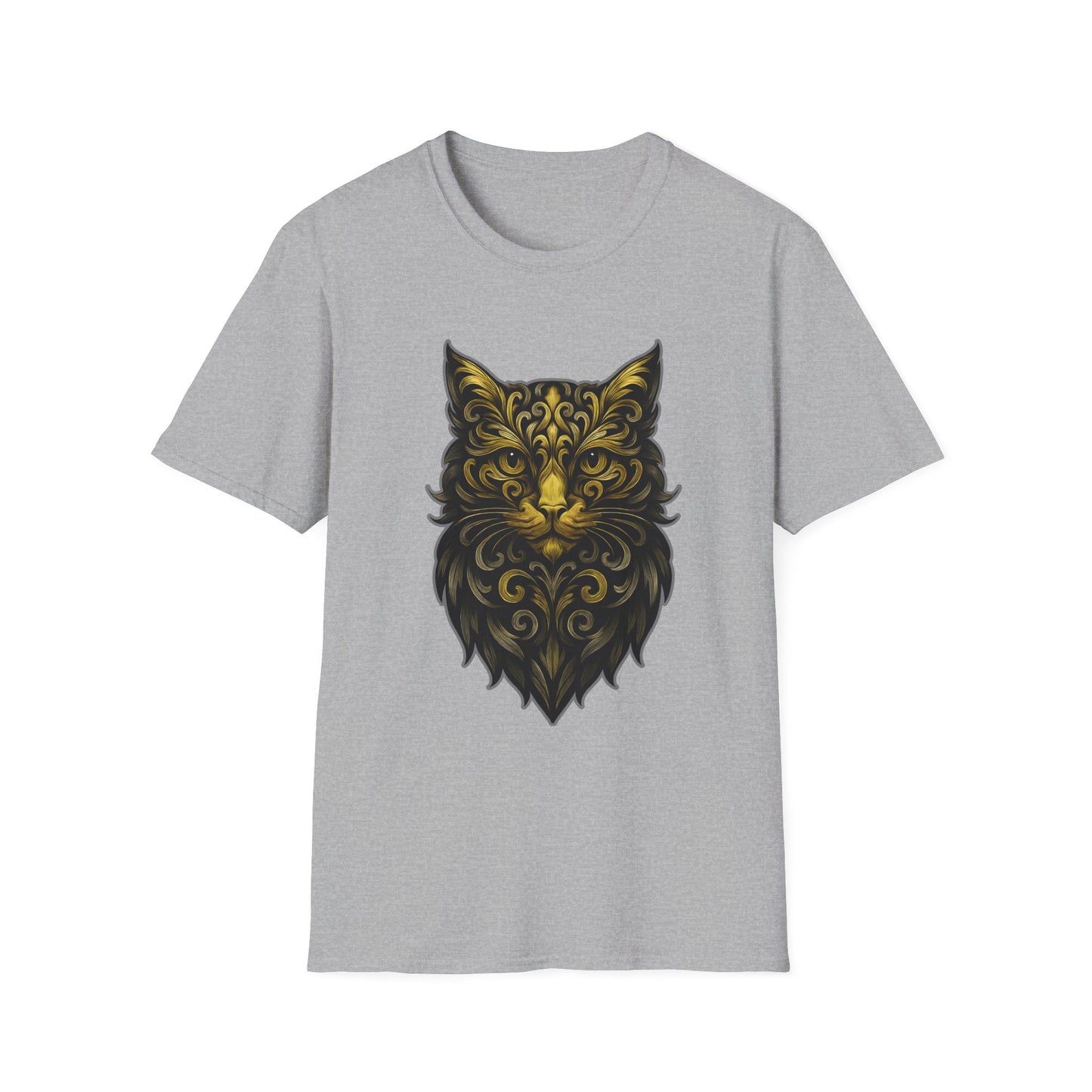 Elegant Cat Design Unisex Softstyle T-Shirt, Gift for Cat Lovers, Casual Wear, Unique Fashion, Animal Themed Apparel
