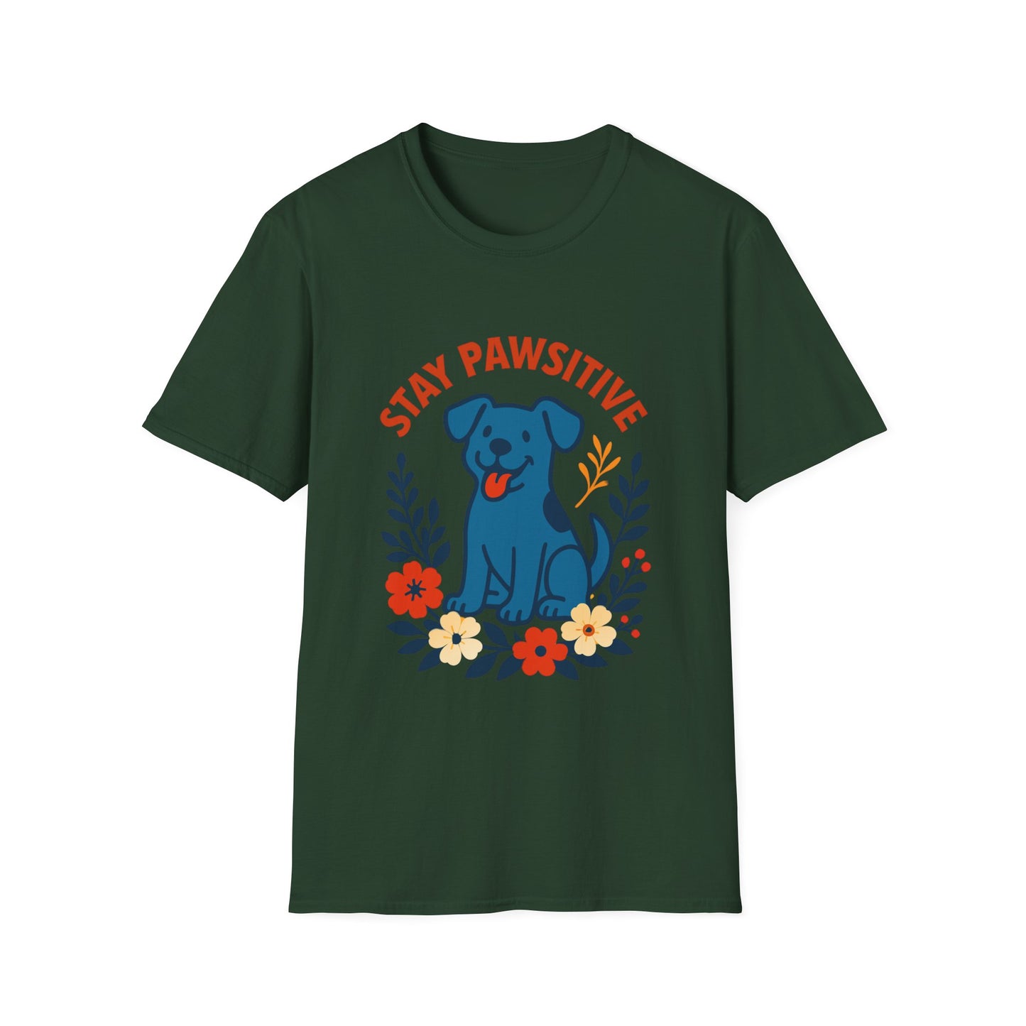 Stay Pawsitive Unisex T-Shirt, Cute Dog Tee, Pet Lover Gift, Inspirational Shirt, Animal Adoption Awareness