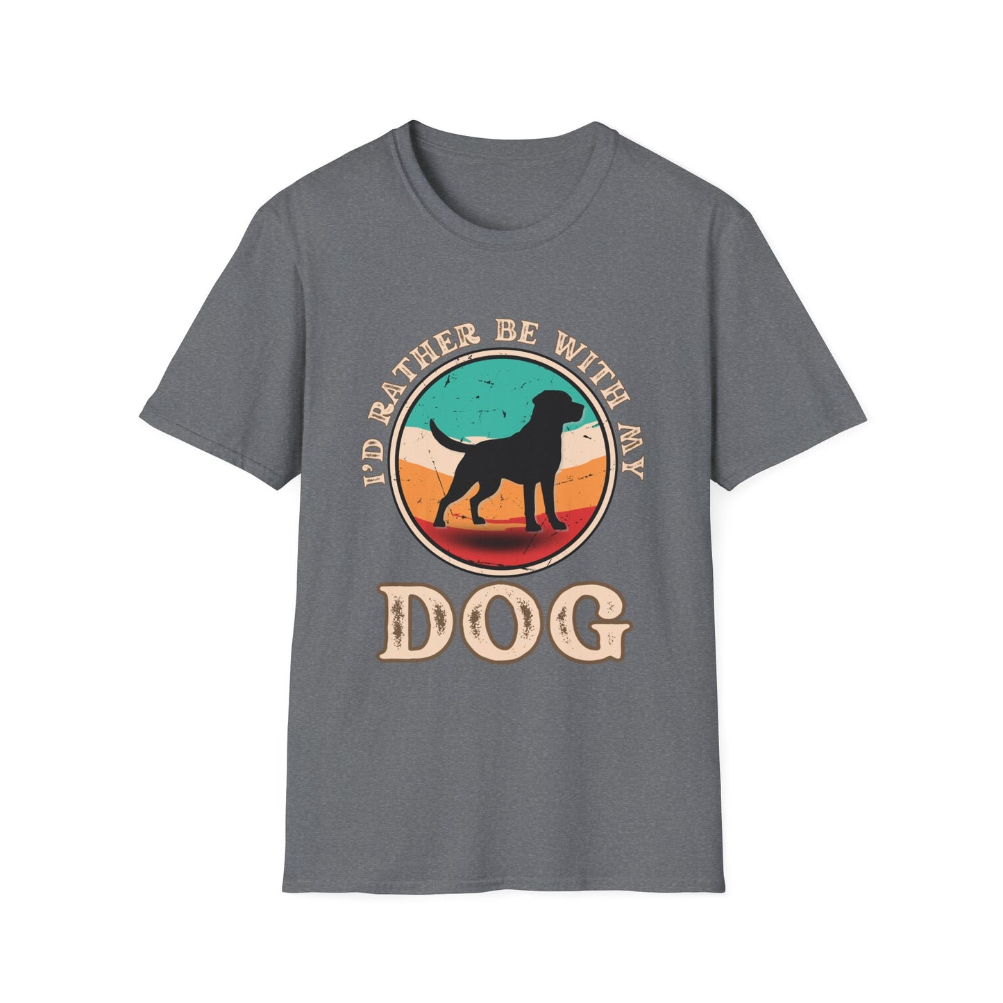 I'd Rather Be With My Dog Unisex Softstyle T-Shirt, Dog Lover Gift, Pet Adoption Tee, Casual Wear, Birthday Present, Animal Lover Apparel