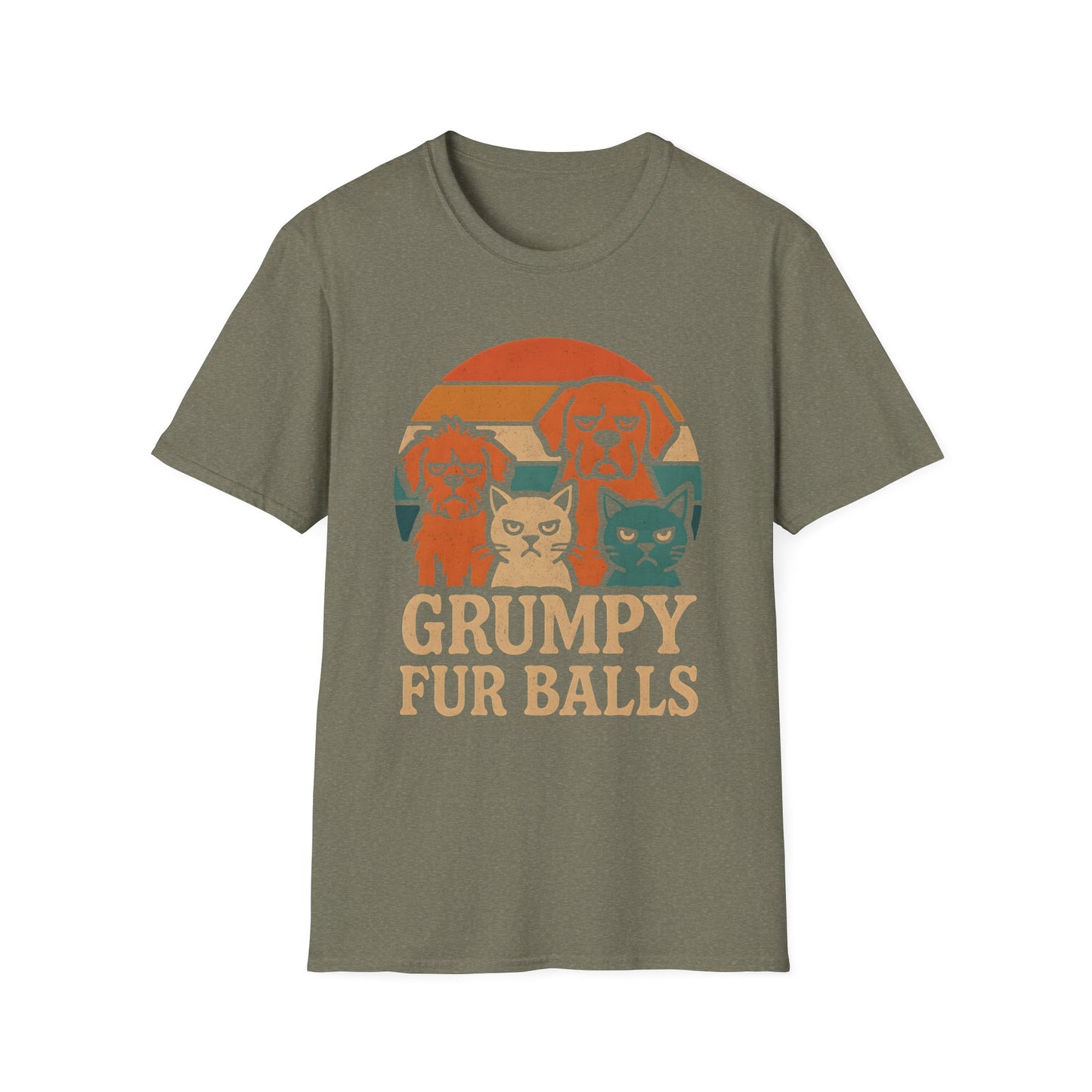 Grumpy Fur Balls Funny Cat and Dog T-Shirt for Pet Lovers.Funny Animal Shirt, Gifts for Dog Owners, Cat Lover Apparel, Cute Pet Humor
