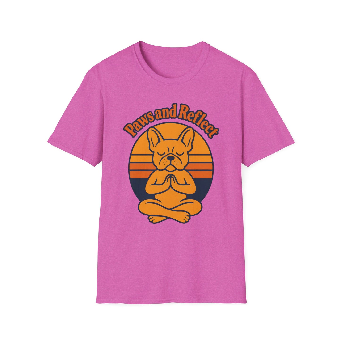 Meditative French Bulldog T-Shirt, Paws and Reflect Tee, Unisex Softstyle, Dog Lover Gift, Relaxation Shirt