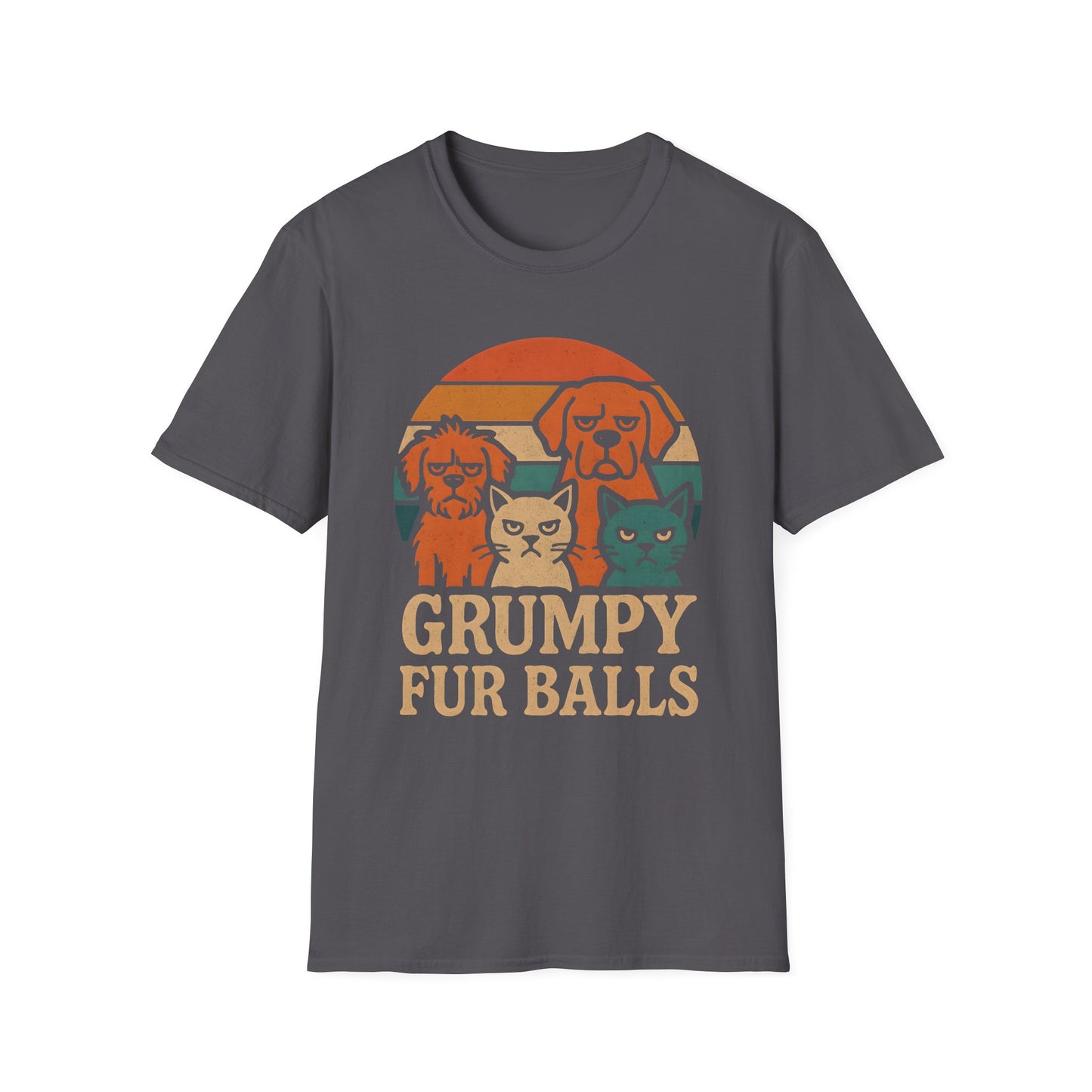 Grumpy Fur Balls Funny Cat and Dog T-Shirt for Pet Lovers.Funny Animal Shirt, Gifts for Dog Owners, Cat Lover Apparel, Cute Pet Humor