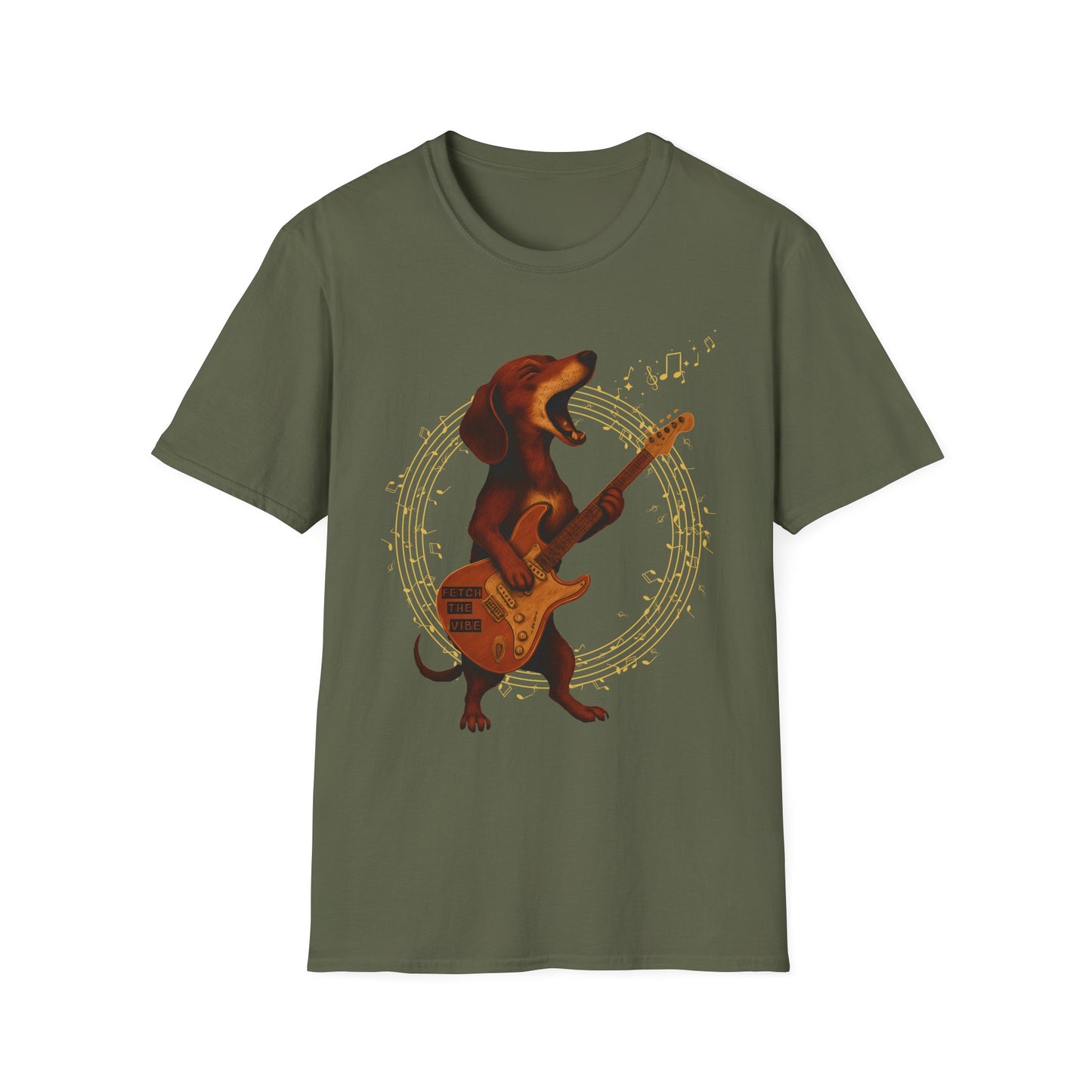 Rockin' Dachshund T-Shirt, Music Lover Tee, Unisex Dog Shirt, Gift for Pet Owners, Casual Wear, Birthday Gift, Festival Attire