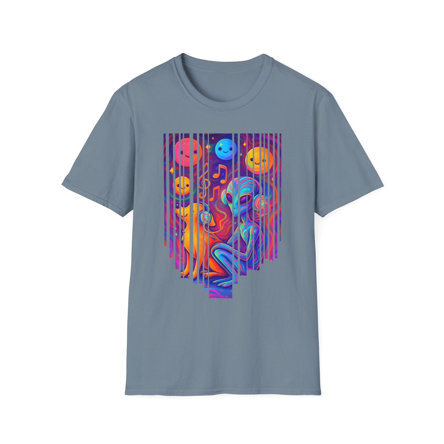 Psychedelic Alien & Dog Music T-Shirt Trippy Space ArtSummer Outfit, Festival Shirt