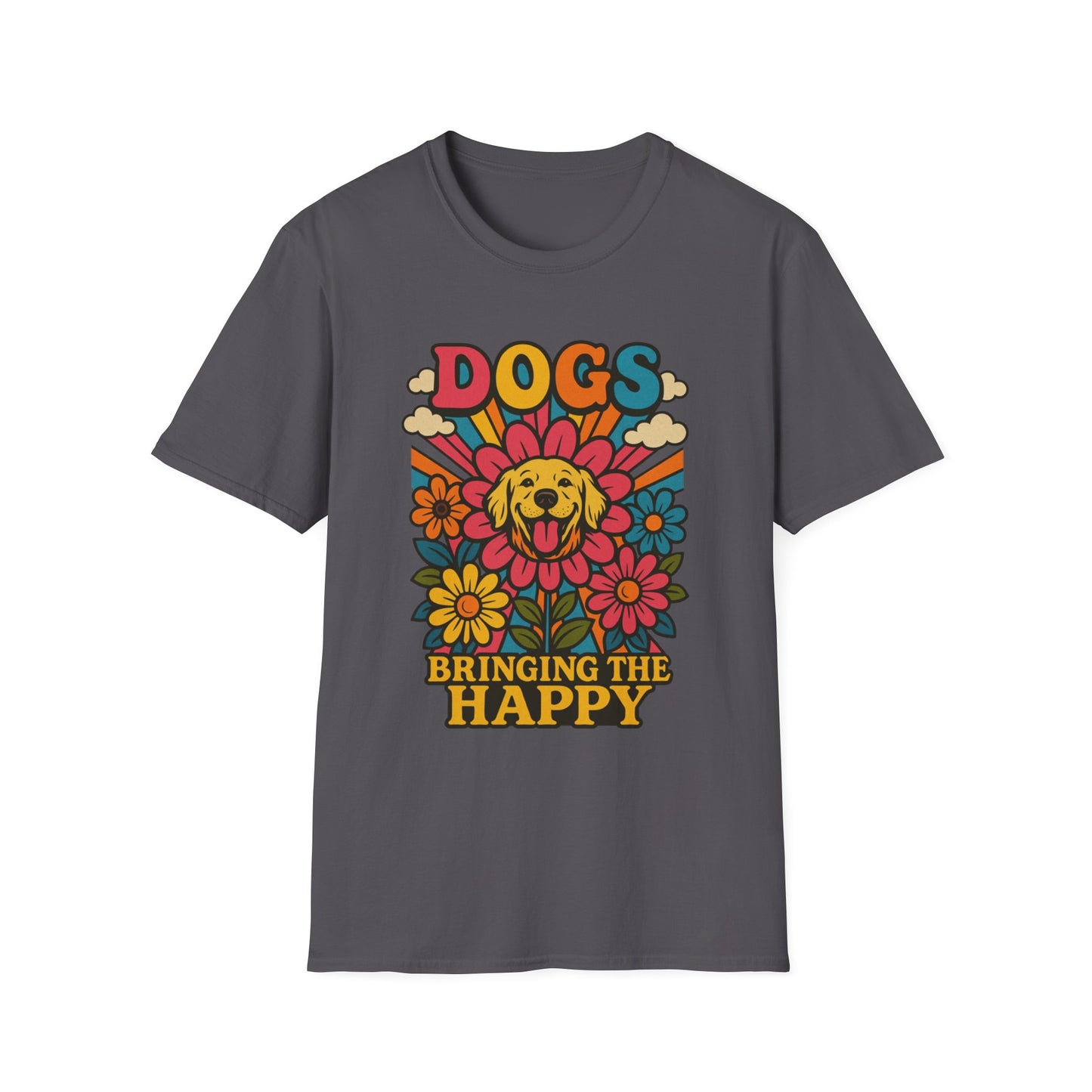 Dog Lovers Retro T-Shirt, Happy Dog Tee, Unisex Graphic Shirt, Gift for Dog Owners, Summer Casual Wear