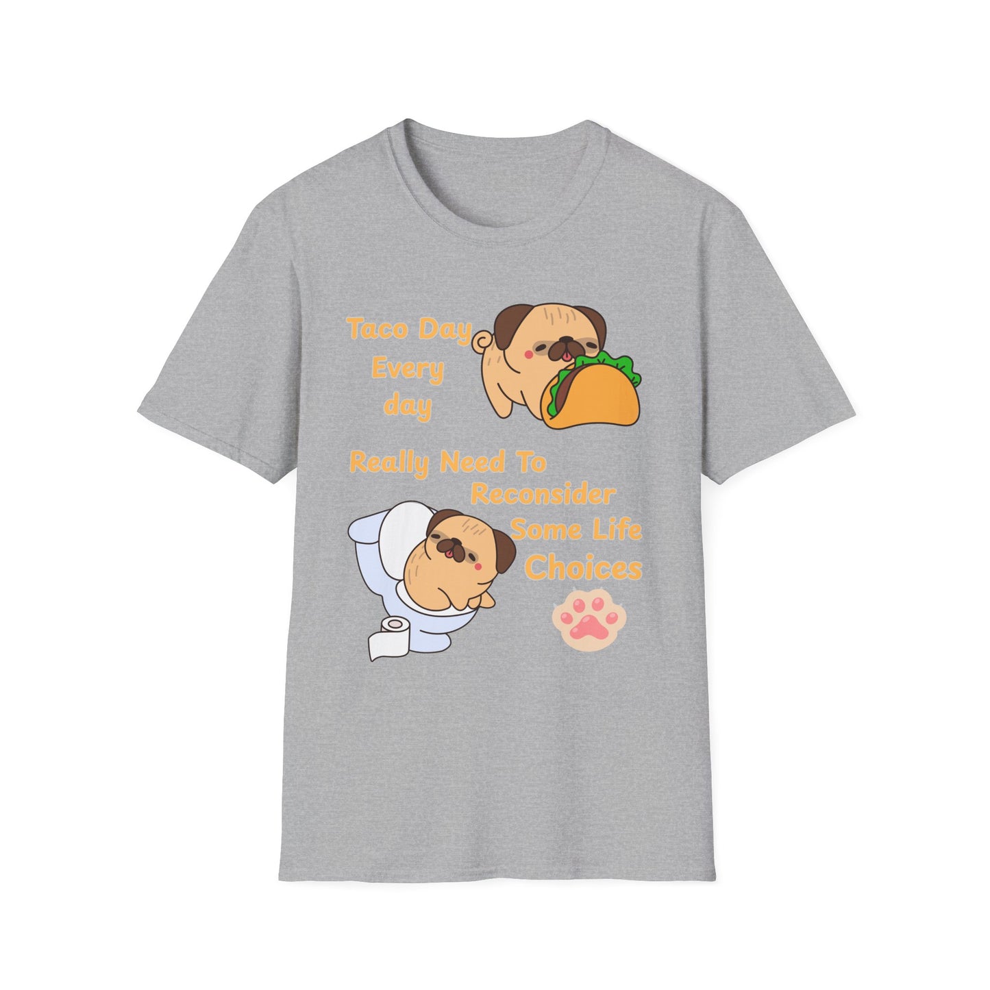 Taco-Themed T-Shirt, Perfect for Taco Lovers, Funny Gift for Foodies, Casual Wear, Pug Lover Shirt