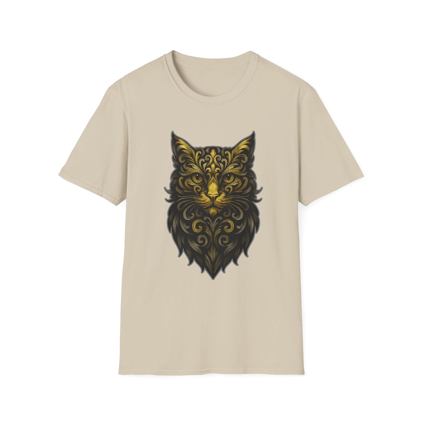 Elegant Cat Design Unisex Softstyle T-Shirt, Gift for Cat Lovers, Casual Wear, Unique Fashion, Animal Themed Apparel