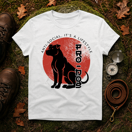 Anti-Social Pro-Dog Lifestyle Tee – Bold Pit Bull Silhouette