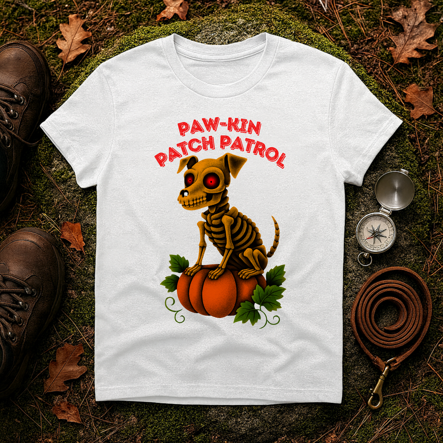 Paw-kin Patch Patrol Skeleton Dog Halloween T-Shirt
