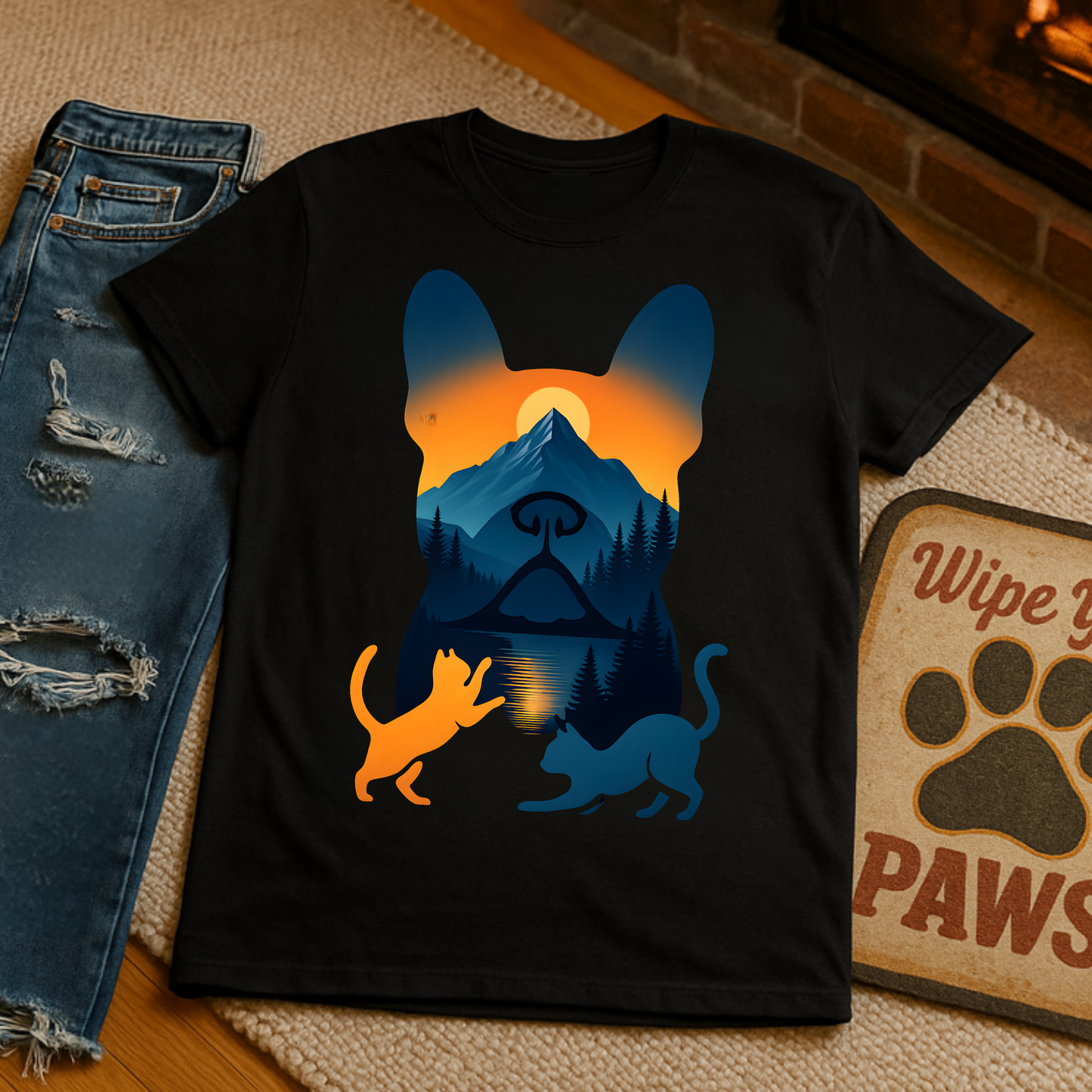 Pet Lover Sunset Graphic Tee, Outdoor Adventure Shirt, Cute Cat Dog T-Shirt, Animal Lover Gift, Nature Lover Apparel