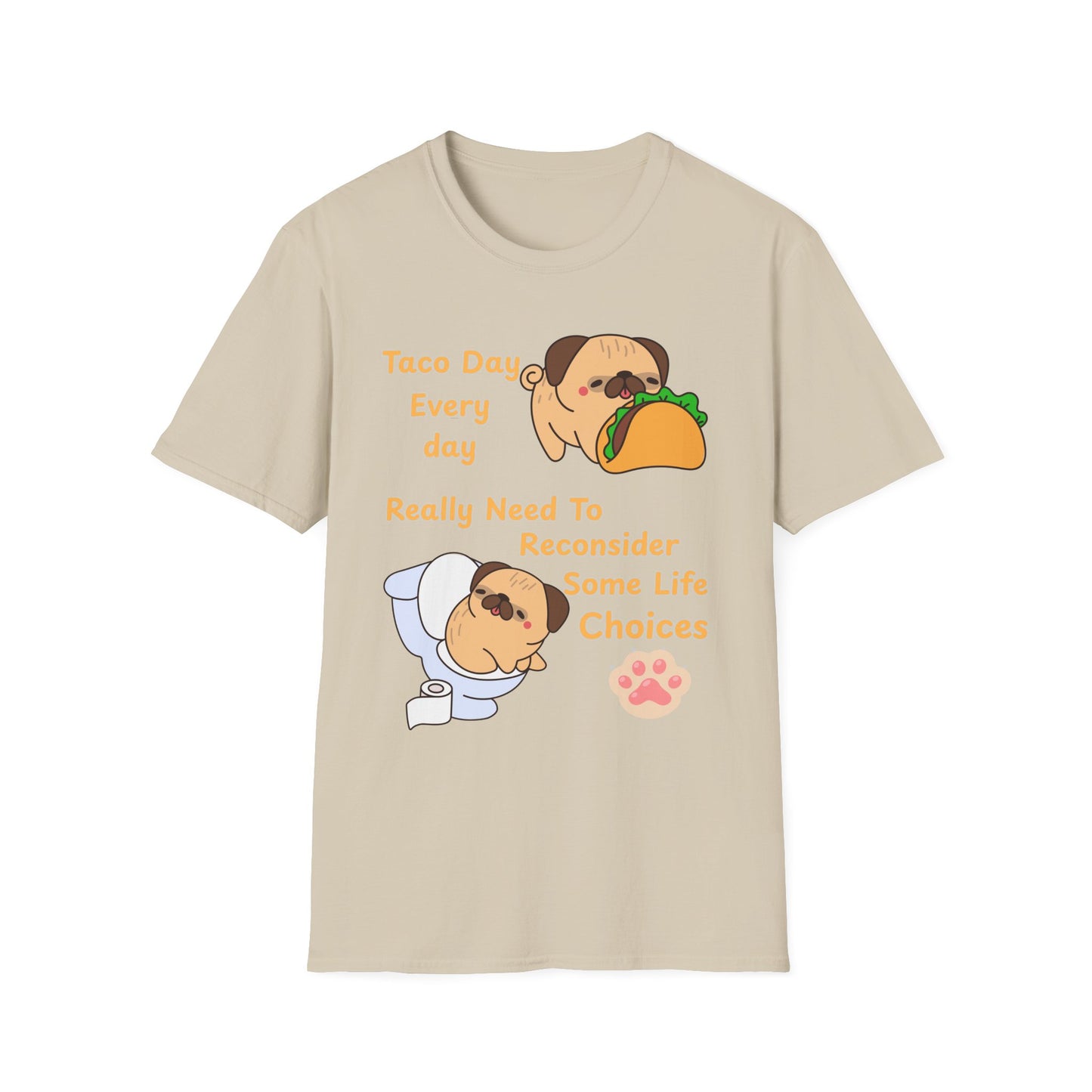 Taco-Themed T-Shirt, Perfect for Taco Lovers, Funny Gift for Foodies, Casual Wear, Pug Lover Shirt