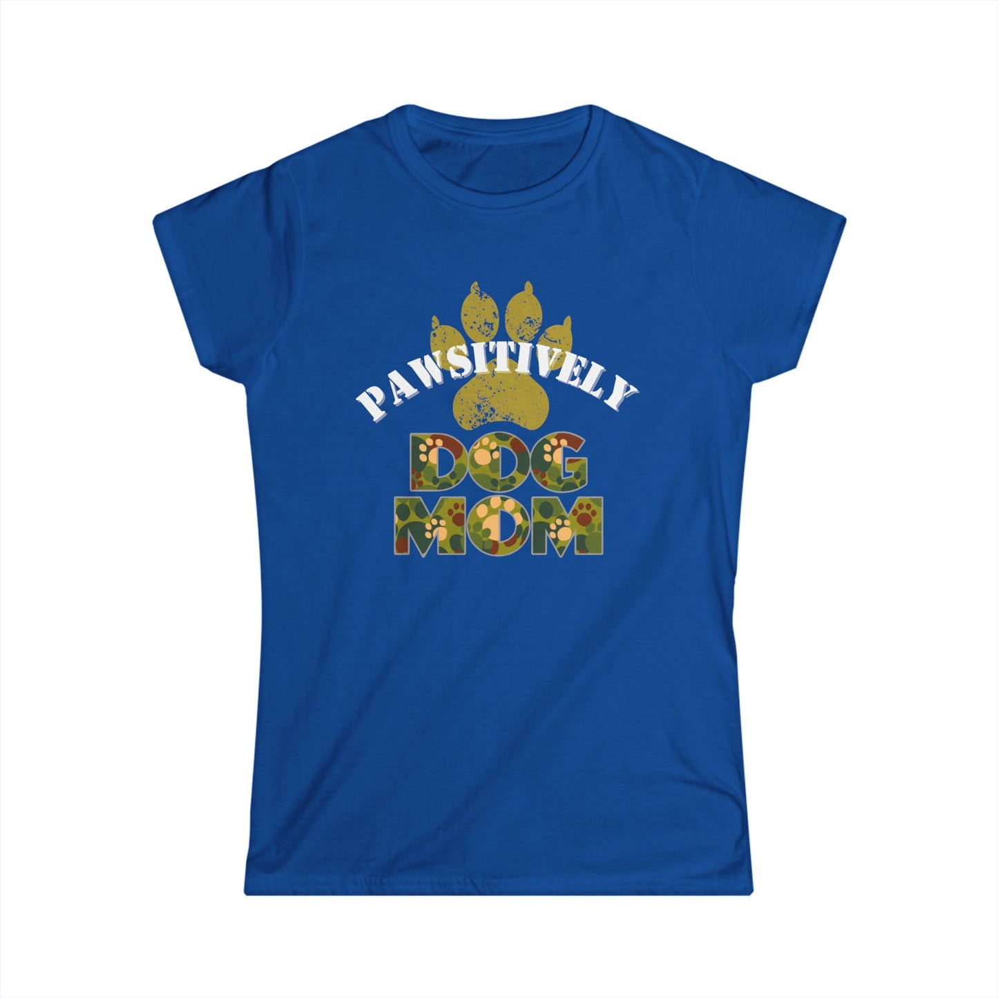 Pawsitively Dog Mom Shirt – Camo Paw Print Design