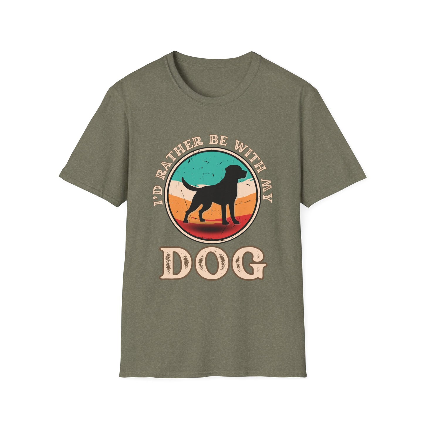 I'd Rather Be With My Dog Unisex Softstyle T-Shirt, Dog Lover Gift, Pet Adoption Tee, Casual Wear, Birthday Present, Animal Lover Apparel