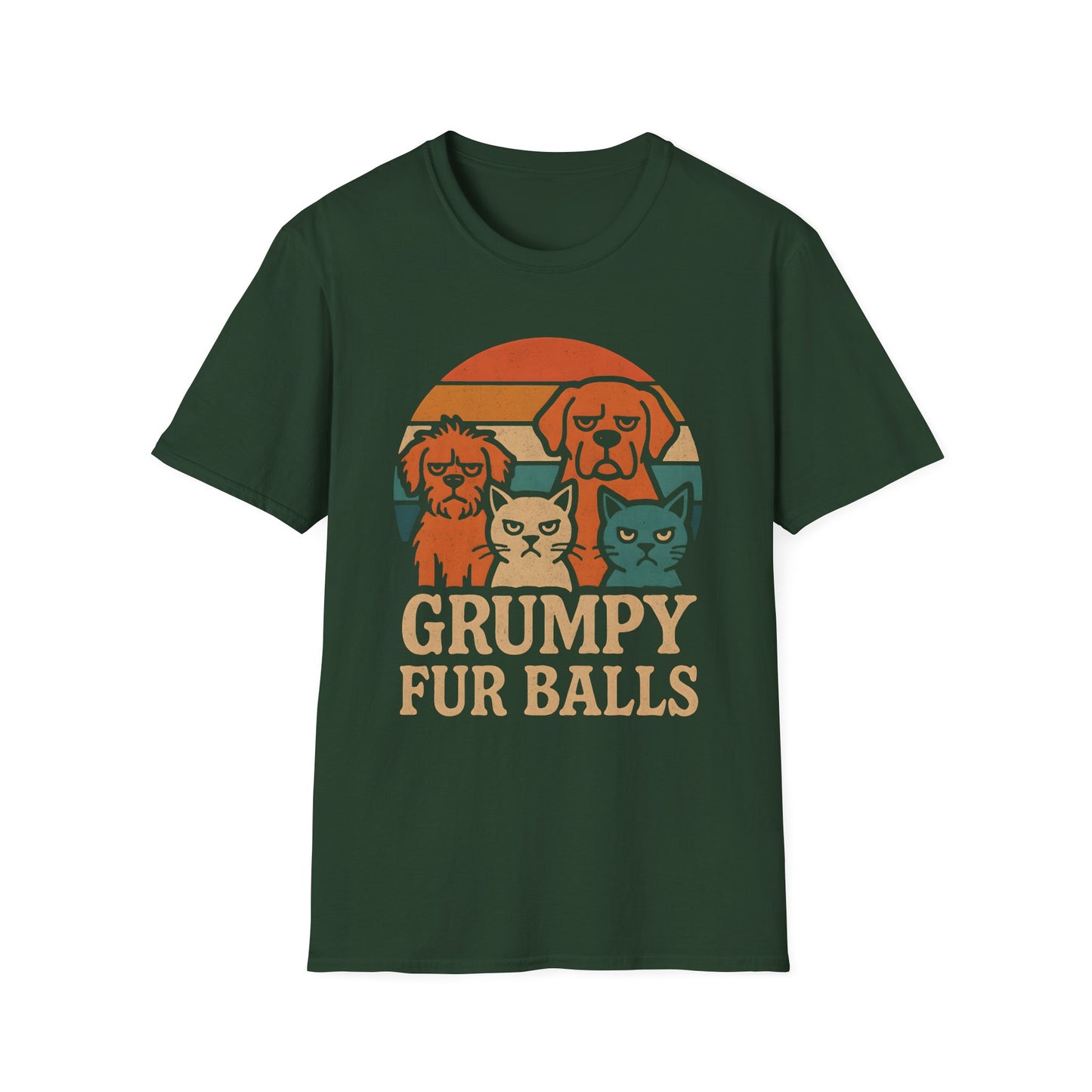 Grumpy Fur Balls Funny Cat and Dog T-Shirt for Pet Lovers.Funny Animal Shirt, Gifts for Dog Owners, Cat Lover Apparel, Cute Pet Humor